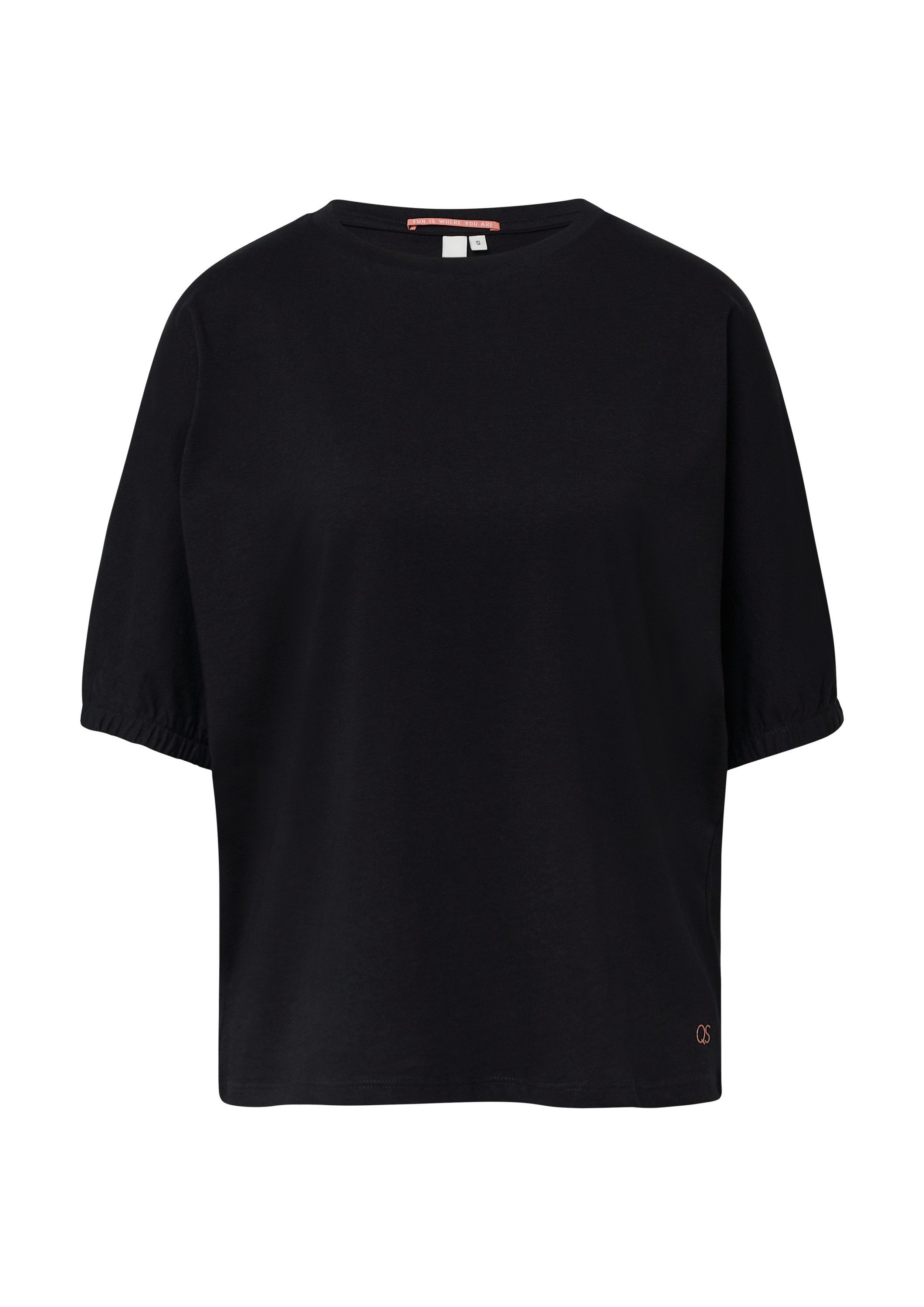 QS Kurzarmshirt T-Shirt Loose Fit T-Shirt mit Gummibund an den Ärmeln günstig online kaufen