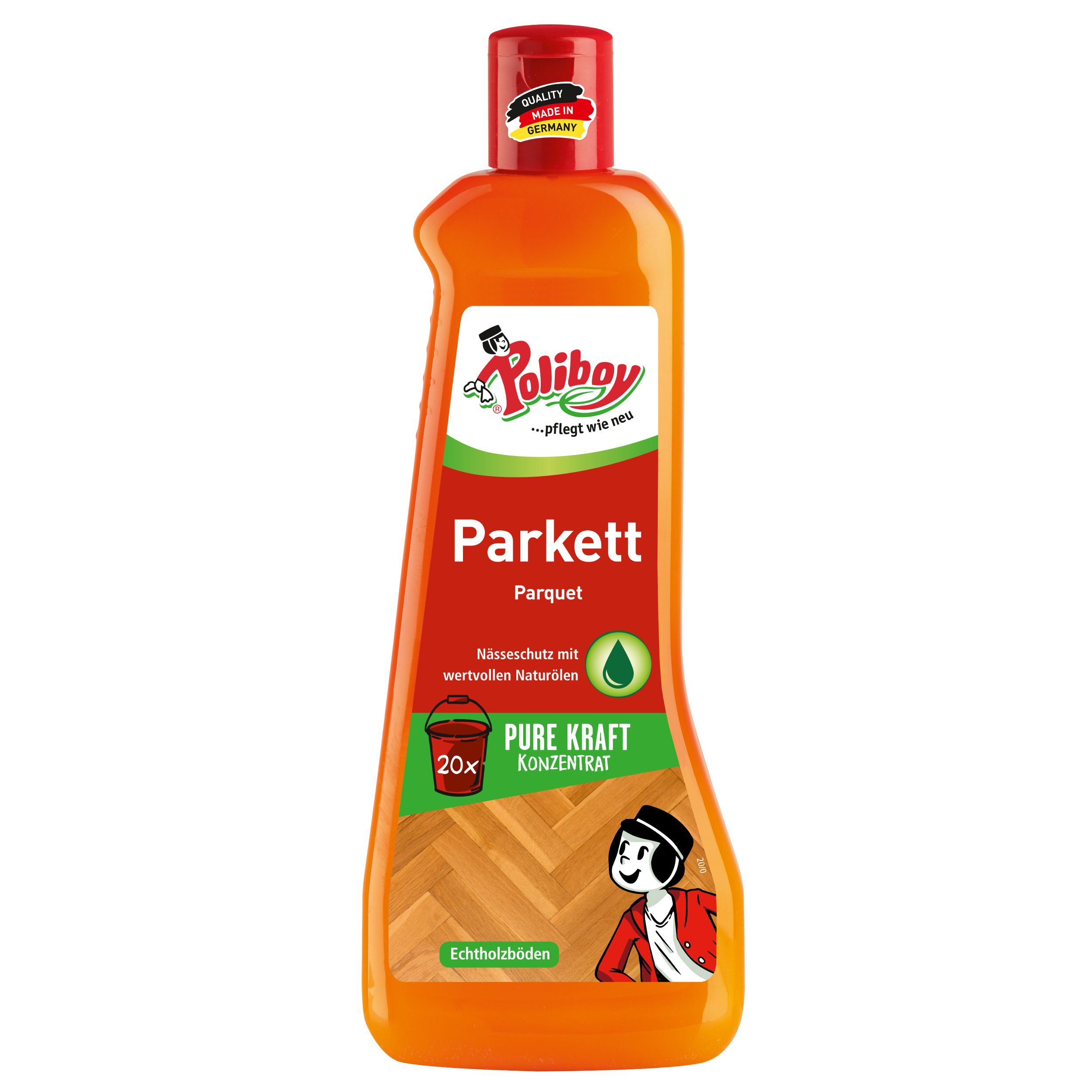 poliboy Pflegekonzentrat - 500 ml - Parkettreiniger (für lackierte, lasierte und versiegelte Holzflächen - Made in Germany)