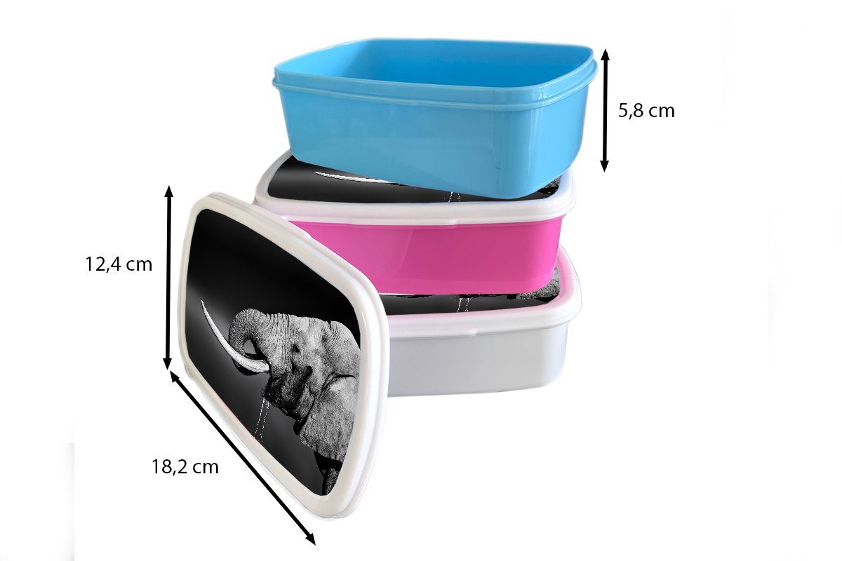 MuchoWow Lunchbox Elefant - Wasser (2-tlg), und und Mädchen Kunststoff, für Erwachsene, für Tiere Kinder Schwarz Brotdose, Weiß, - - Brotbox - Jungs