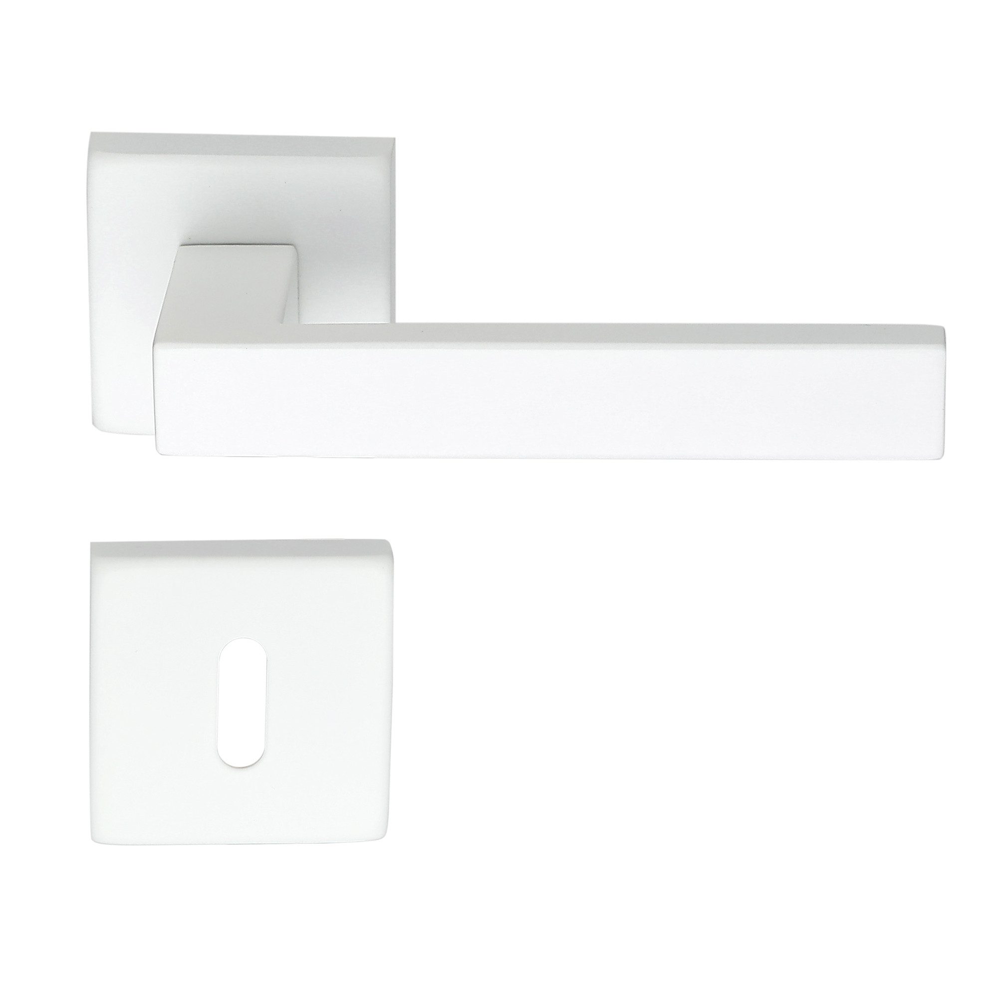 MeinTürgriff Drückergarnitur Trento Flachrosette weiß Türgriff eckig Rosettengarnitur