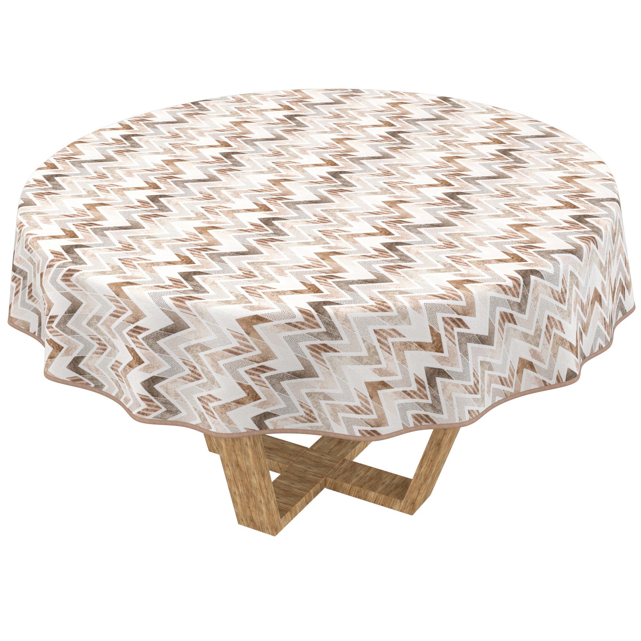 ANRO Tischdecke abwaschbar Baumwolloptik Retro Braun wetterfest (Einzelstück 1-tlg, eine Tischdecke), Stofftischdecke schmutzabweisend Rund 100 Retro Braun