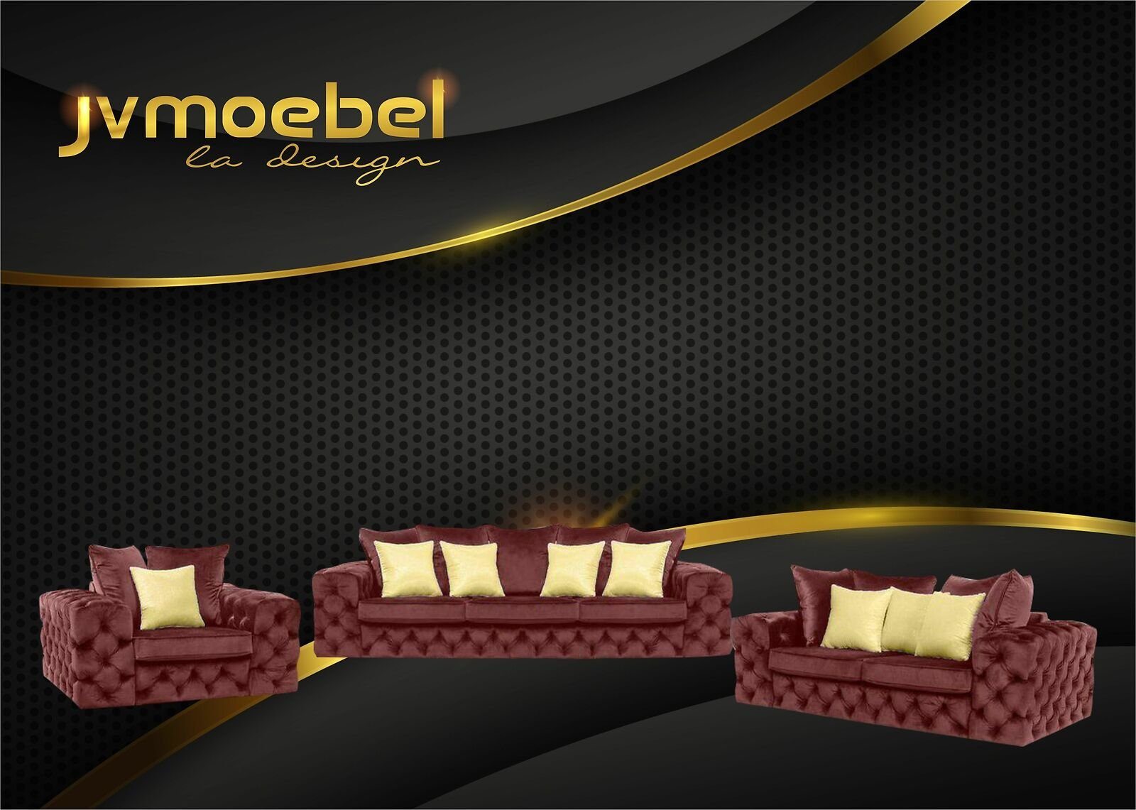 JVmoebel Sofa, Chesterfield Design Wohnzimmer Sofagarnitur Möbel Couch Rot