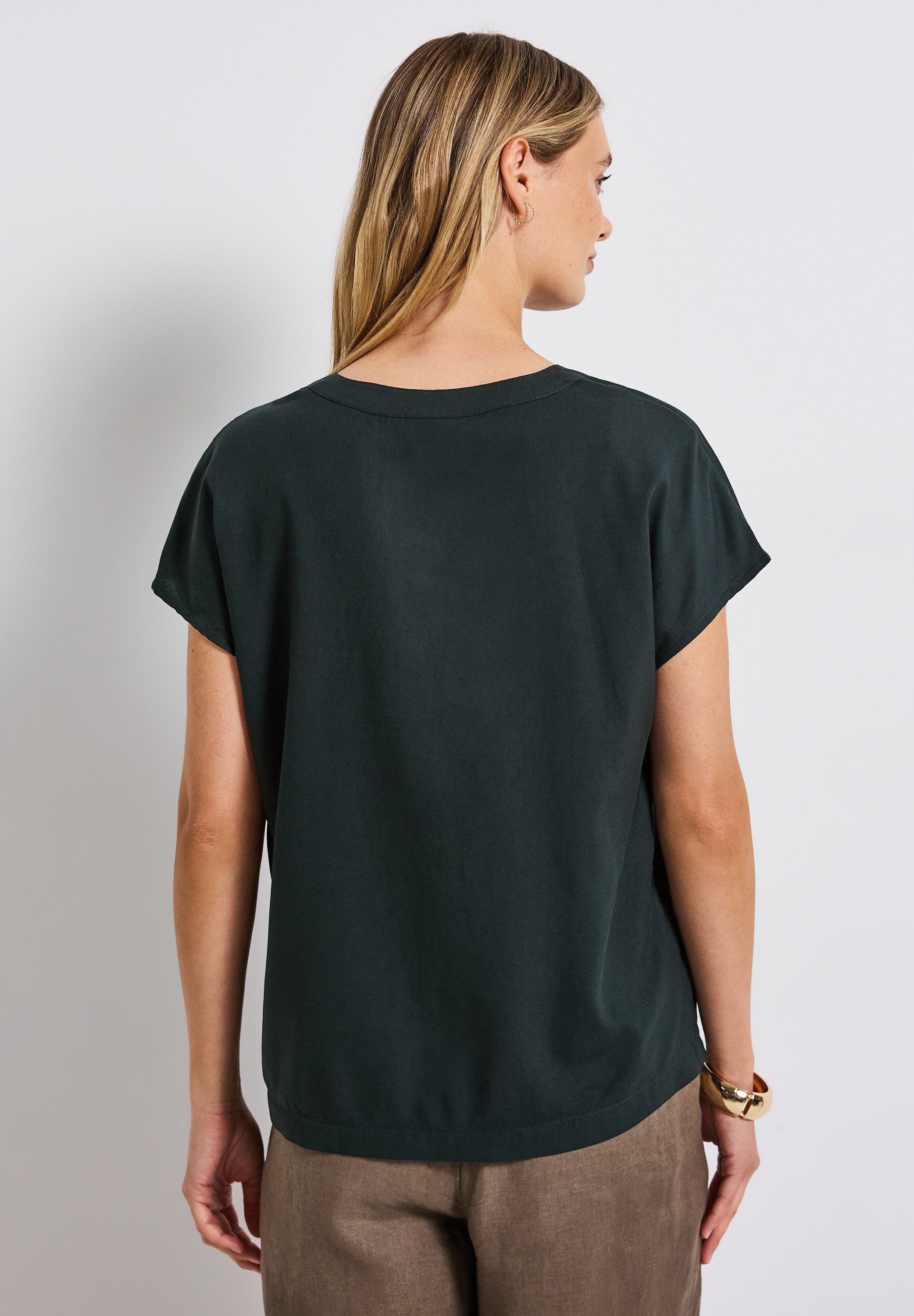 STREET ONE Kurzarmbluse Split Neck günstig online kaufen