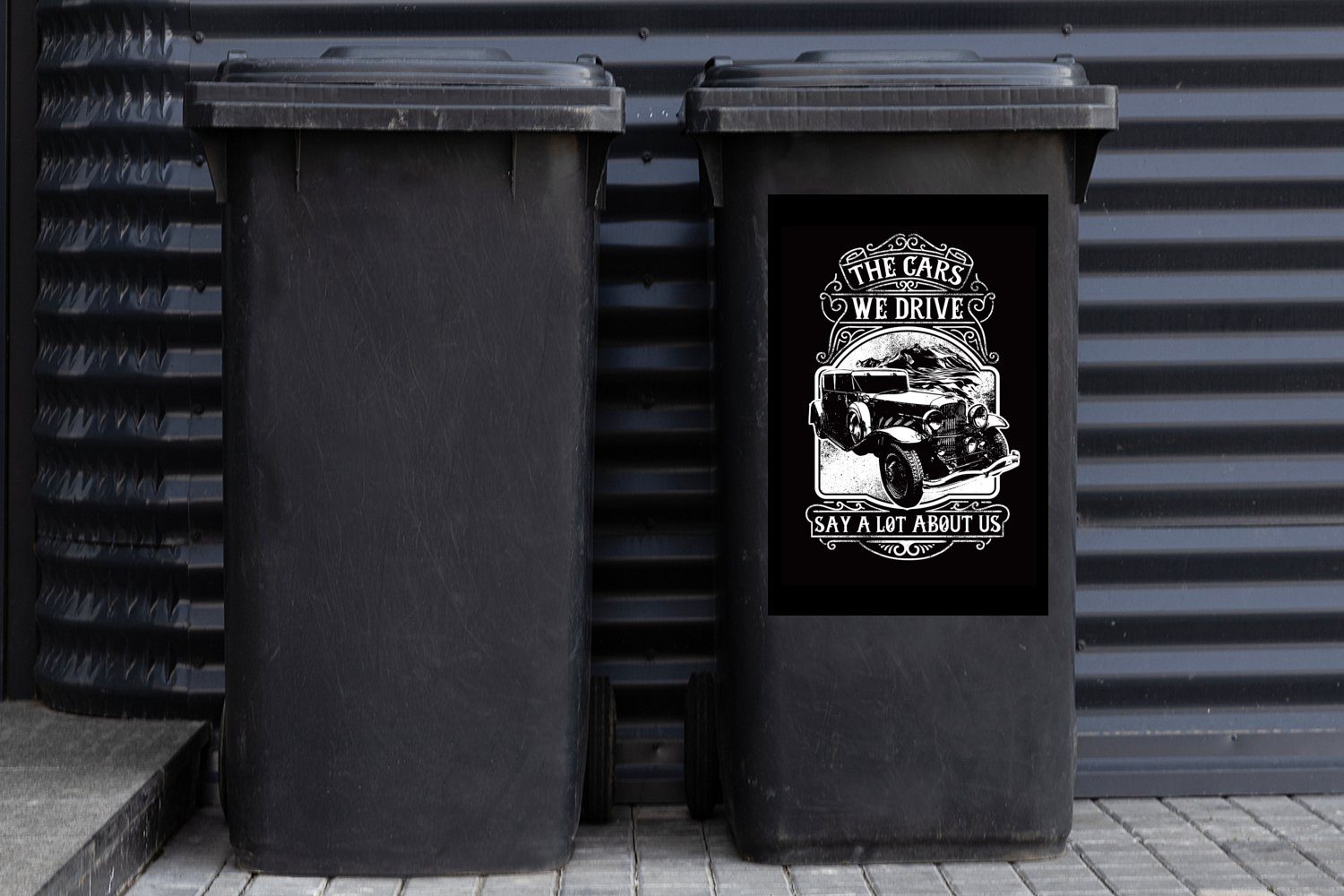MuchoWow Wandsticker Mancave - Auto Container, Mülltonne, Mülleimer-aufkleber, - Abfalbehälter - (1 St), Retro Zitat Sticker