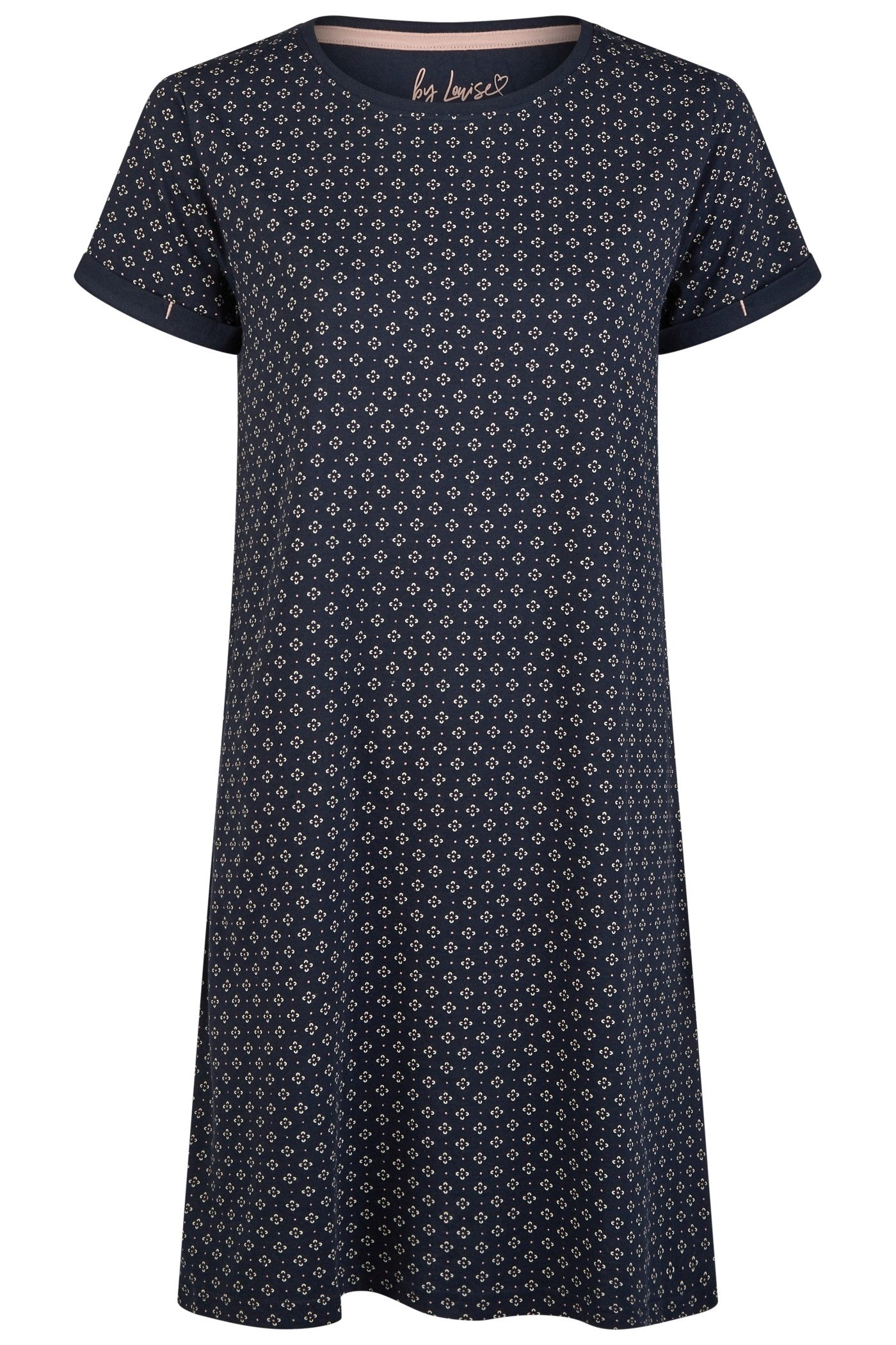 By Louise Schlafanzug by Louise Kurzarm Sleepshirt aus 100% Baumwolle – Knielang und Bequem