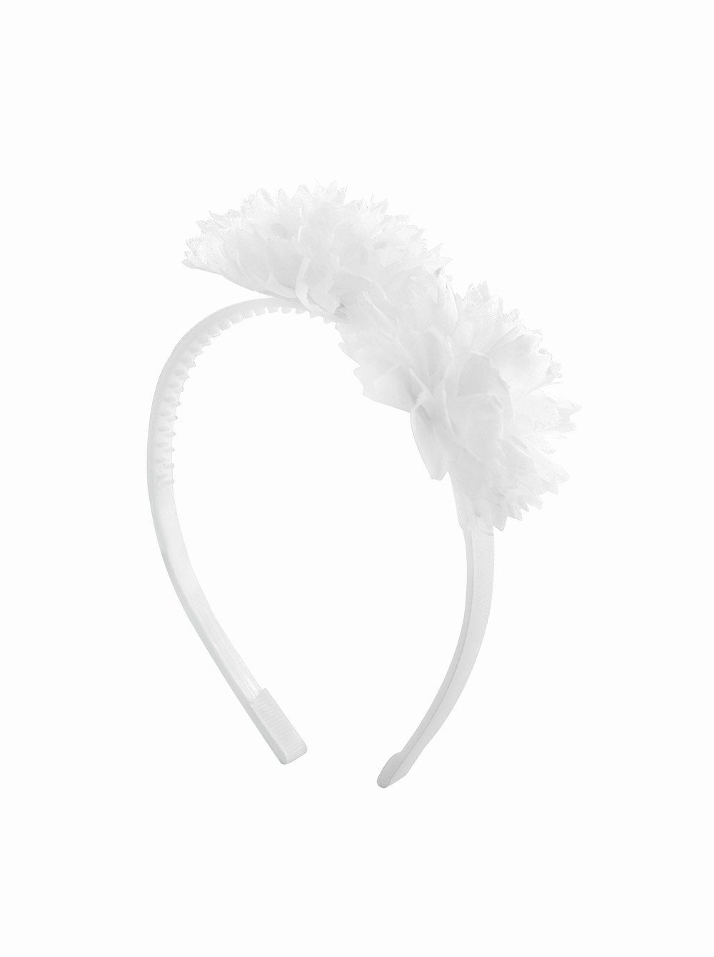 axy Haarreif Blumen Haarreif zur Kommunion in Weiss, Kinder Haarschmuck Haarreif mit Stoffblumen