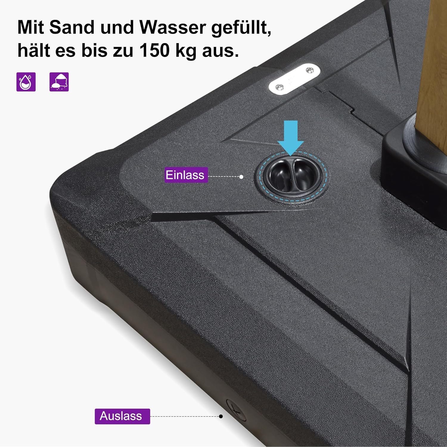 PURPLE LEAF Schirmhalter Ampelschirmständer für Sonnenschirm groß Ampelschirm