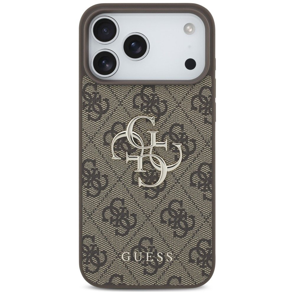 Guess Smartphone-Hülle 4G Big Logo kompatibel mit iPhone 18 Pro Max, 17 Pro Max Braun 6.9 Zoll, Elegantes 4G Design mit großem Metalllogo