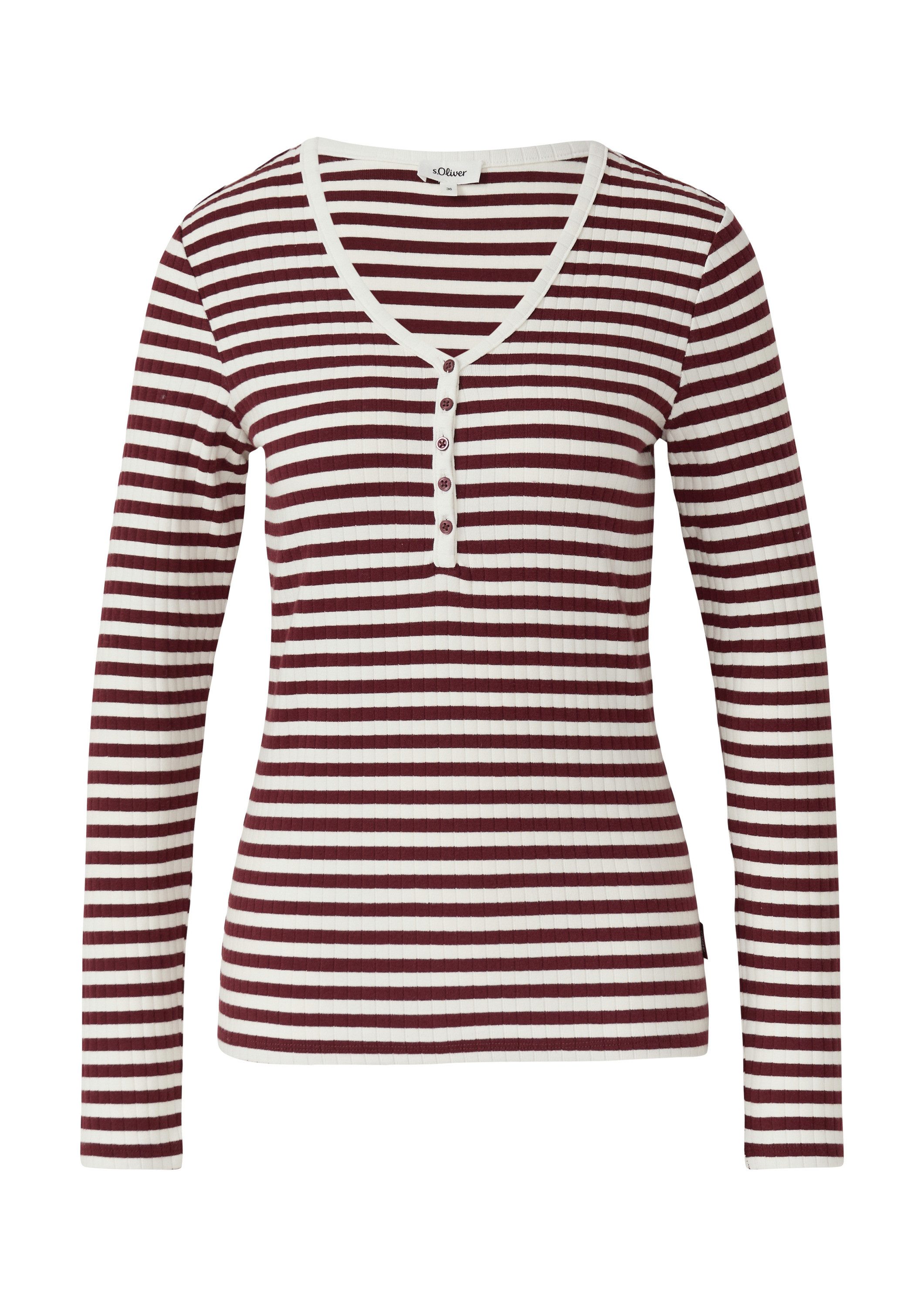 s.Oliver Langarmshirt T-Shirt Ripp-Langarmshirt mit Knopfleiste im Slim Fit günstig online kaufen