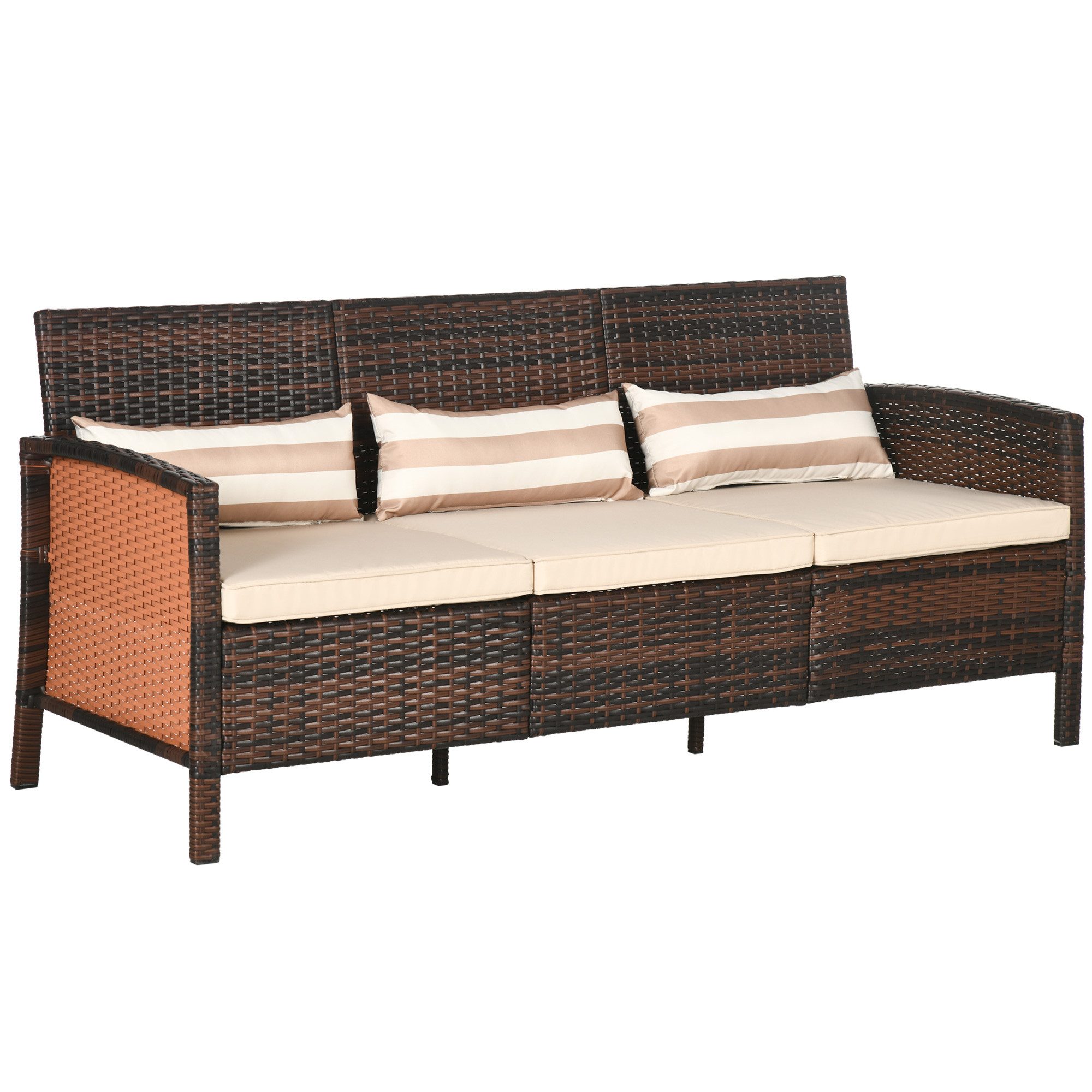 Outsunny Gartenbank »Rattan Loungesofa als 3Sitzer« Rattan.info