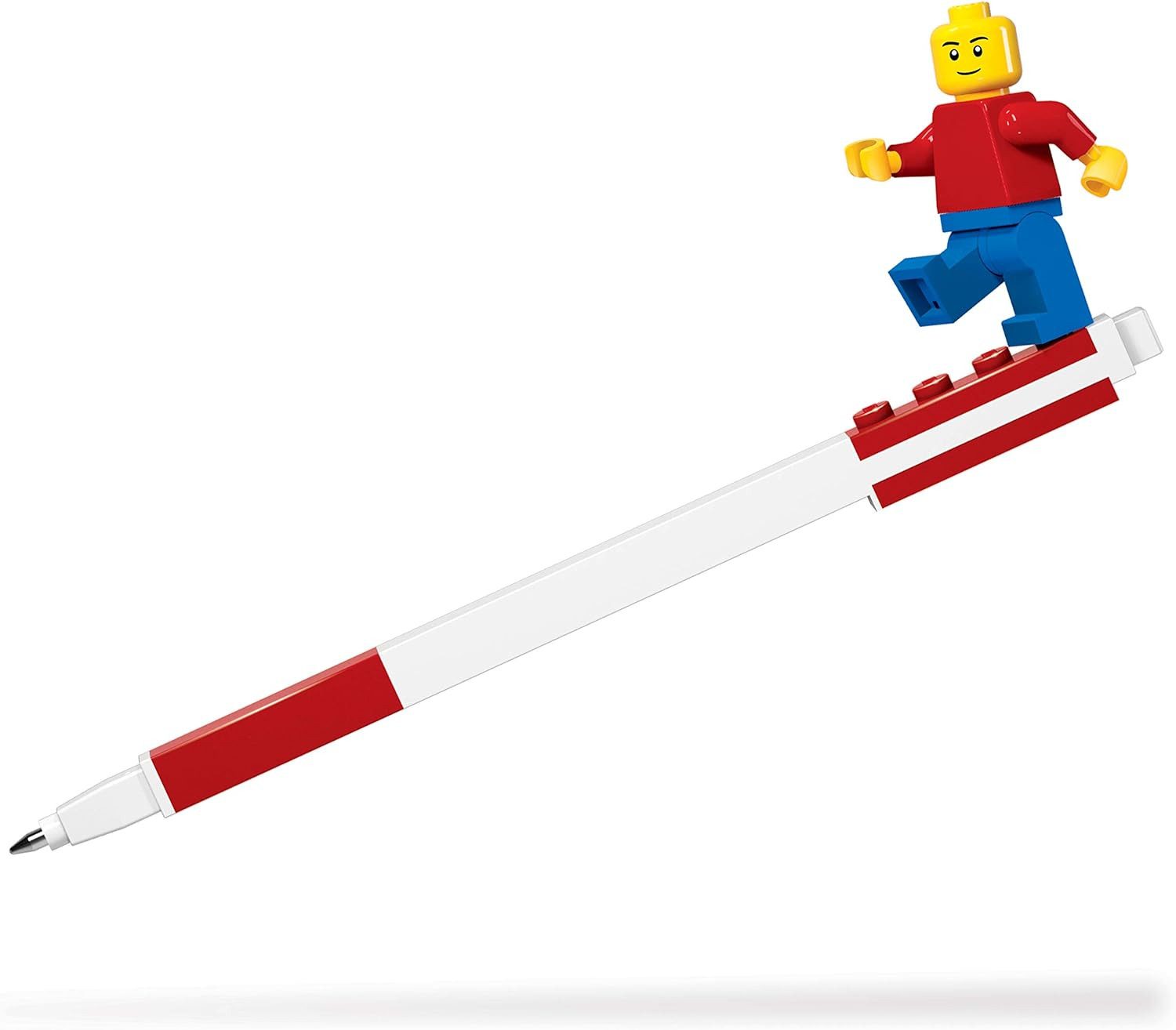 LEGO® Gelroller Briefpapier-Brieffreund – Roter LEGO-Gelstift und klassische Minifigur