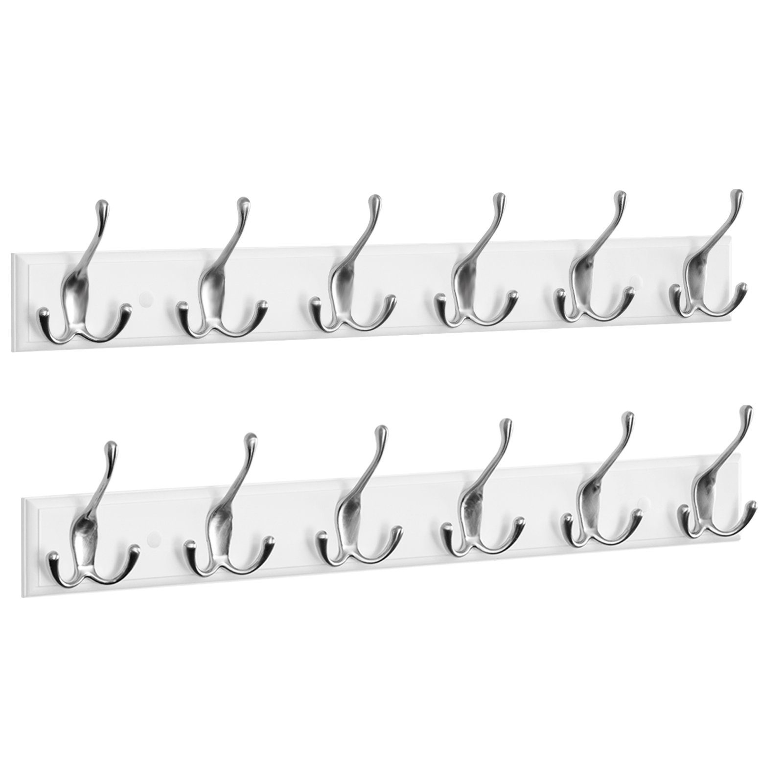 EUGAD Garderobenhaken, 2 St, Kleiderhaken Wand, Weiß+silbern/silberfarben