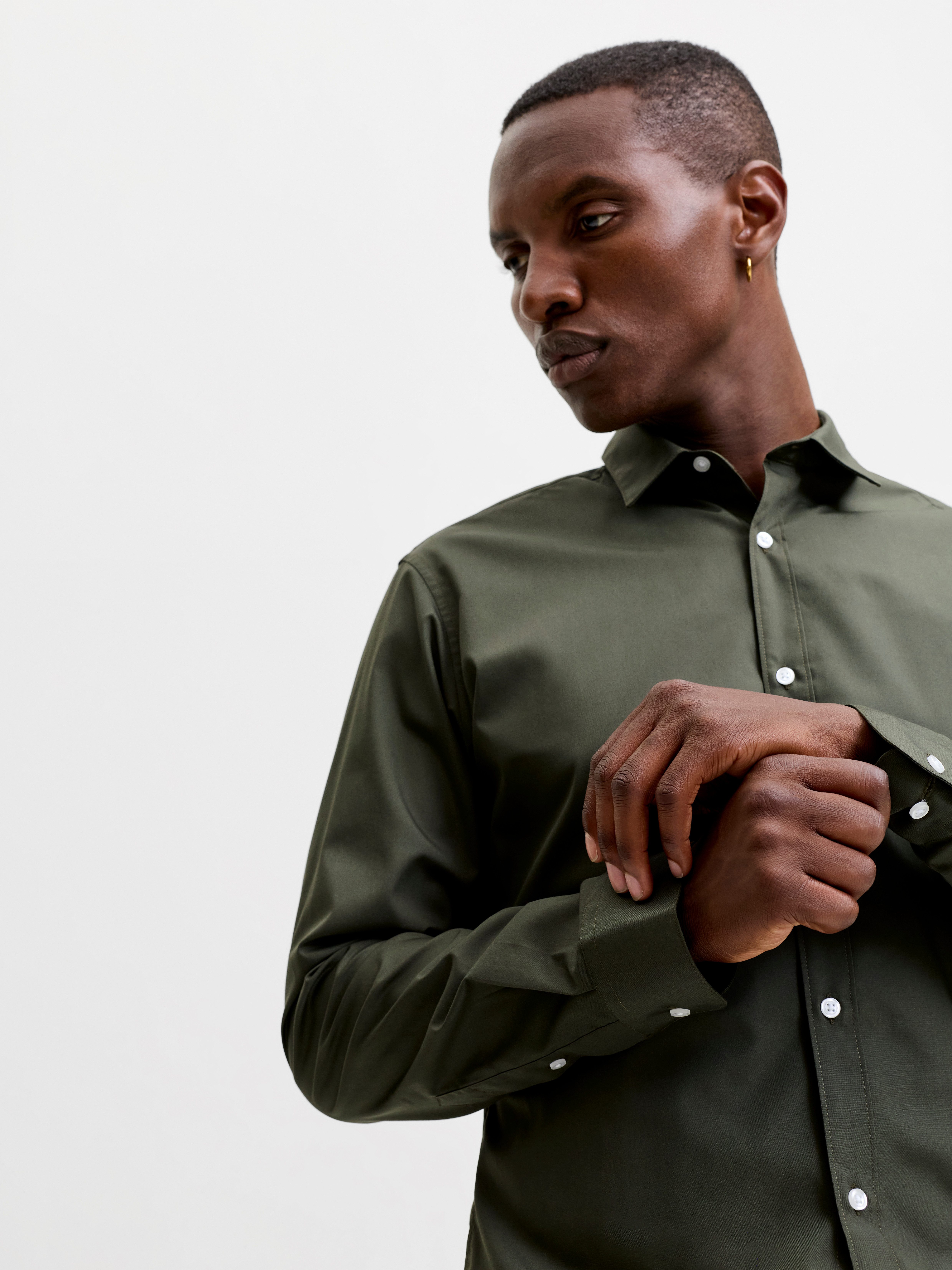 Jack & Jones Langarmhemd JJJOE SHIRT LS PLAIN Materialmix, slim fit