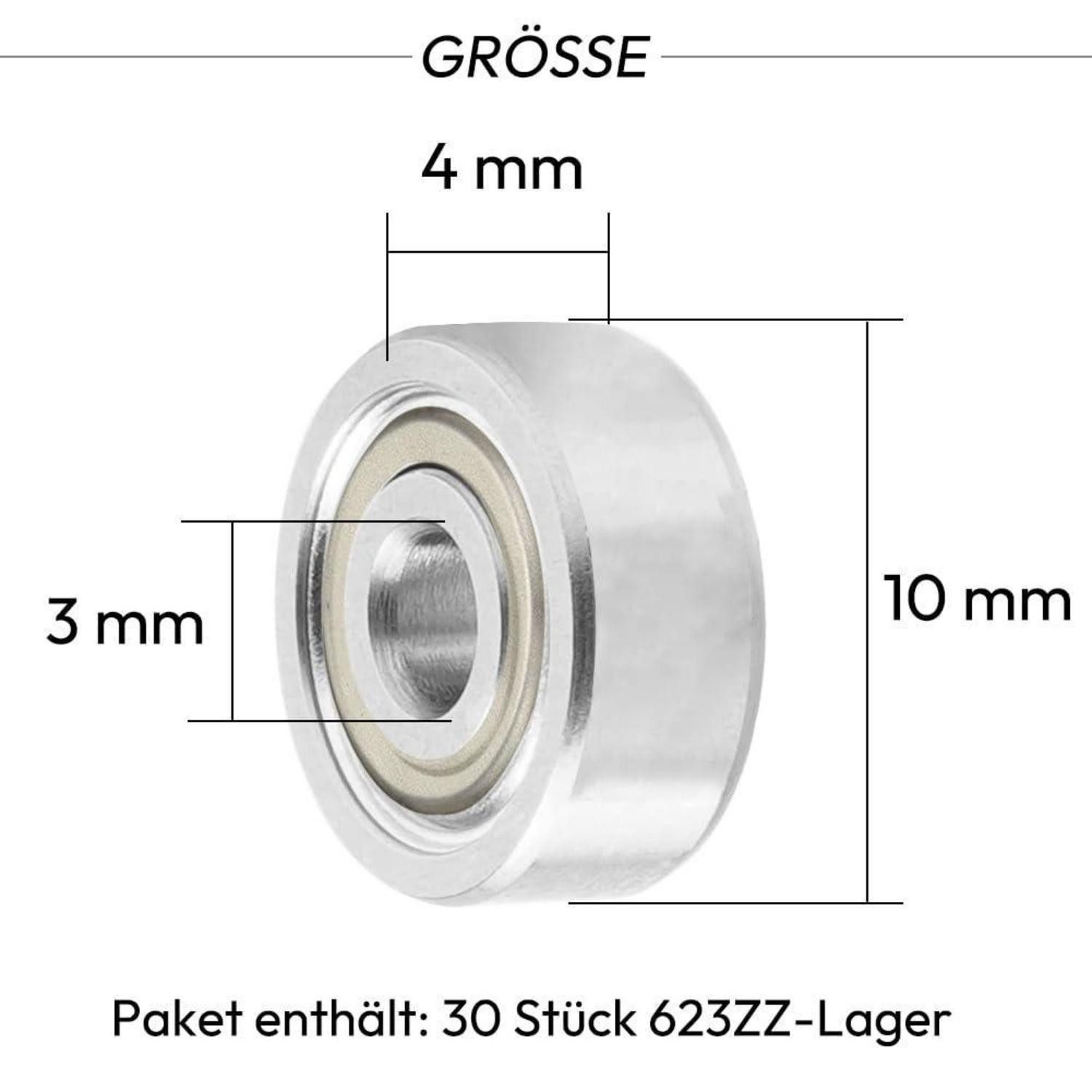 LuxusKollektion Kugellager Kugellager 623ZZ 3x10x4mm 30St.