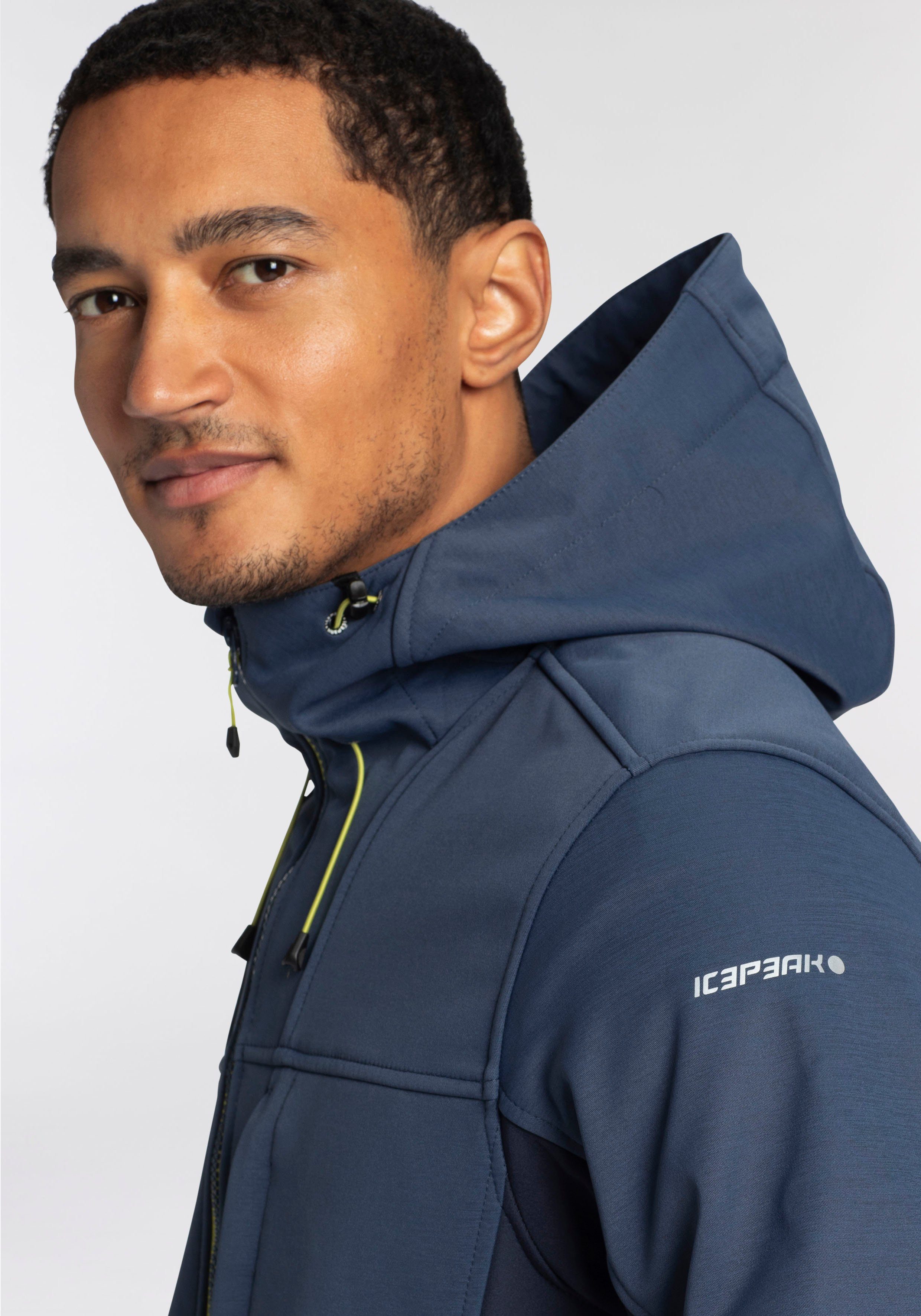 ICEPEAK BLUE Icepeak DARK BAZINE Softshelljacke Logoschriftzügen mit dezenten