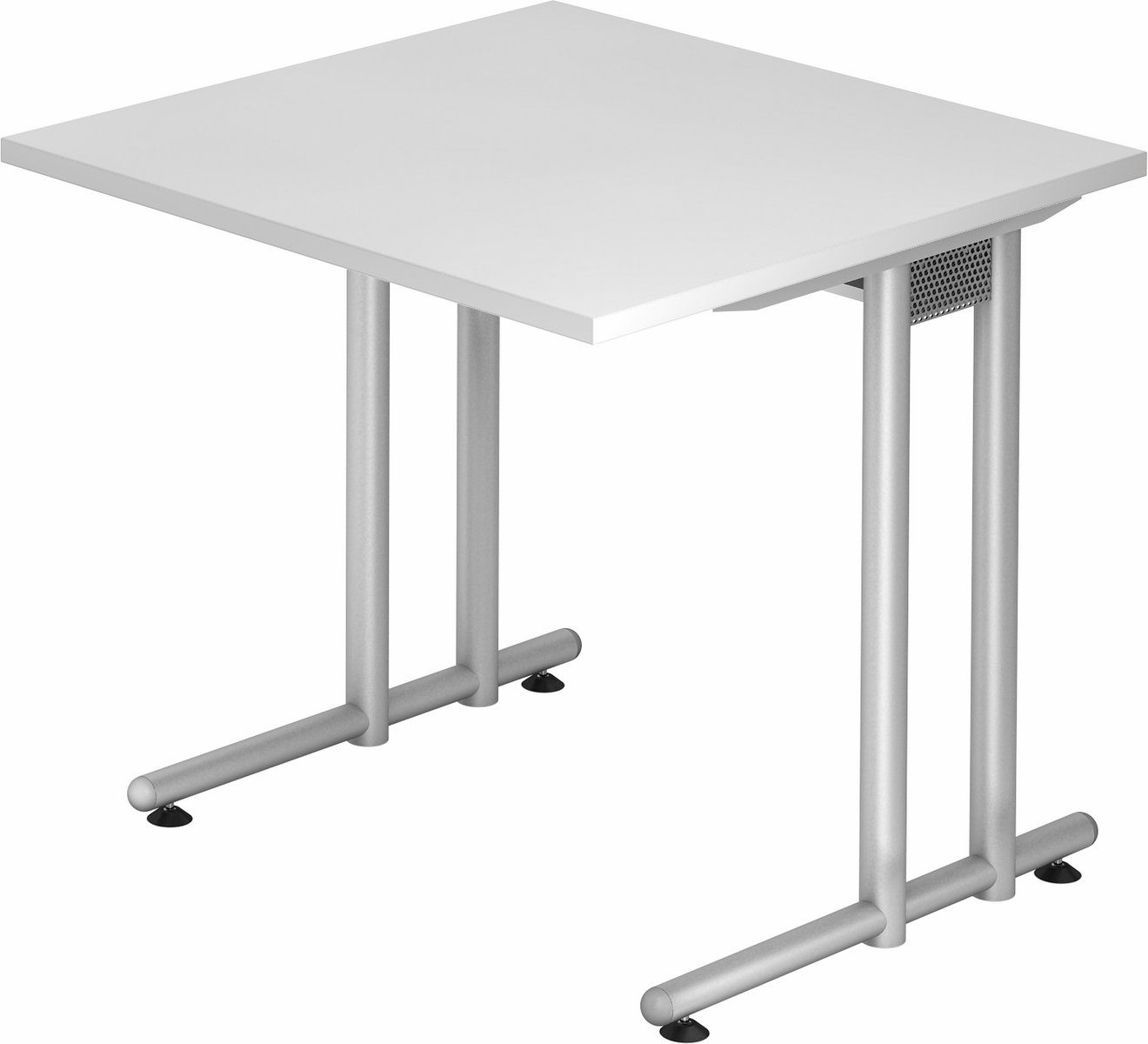 bümö Schreibtisch Schreibtisch Serie-N, Quadrat: 80 x 80 cm - Dekor: Weiß