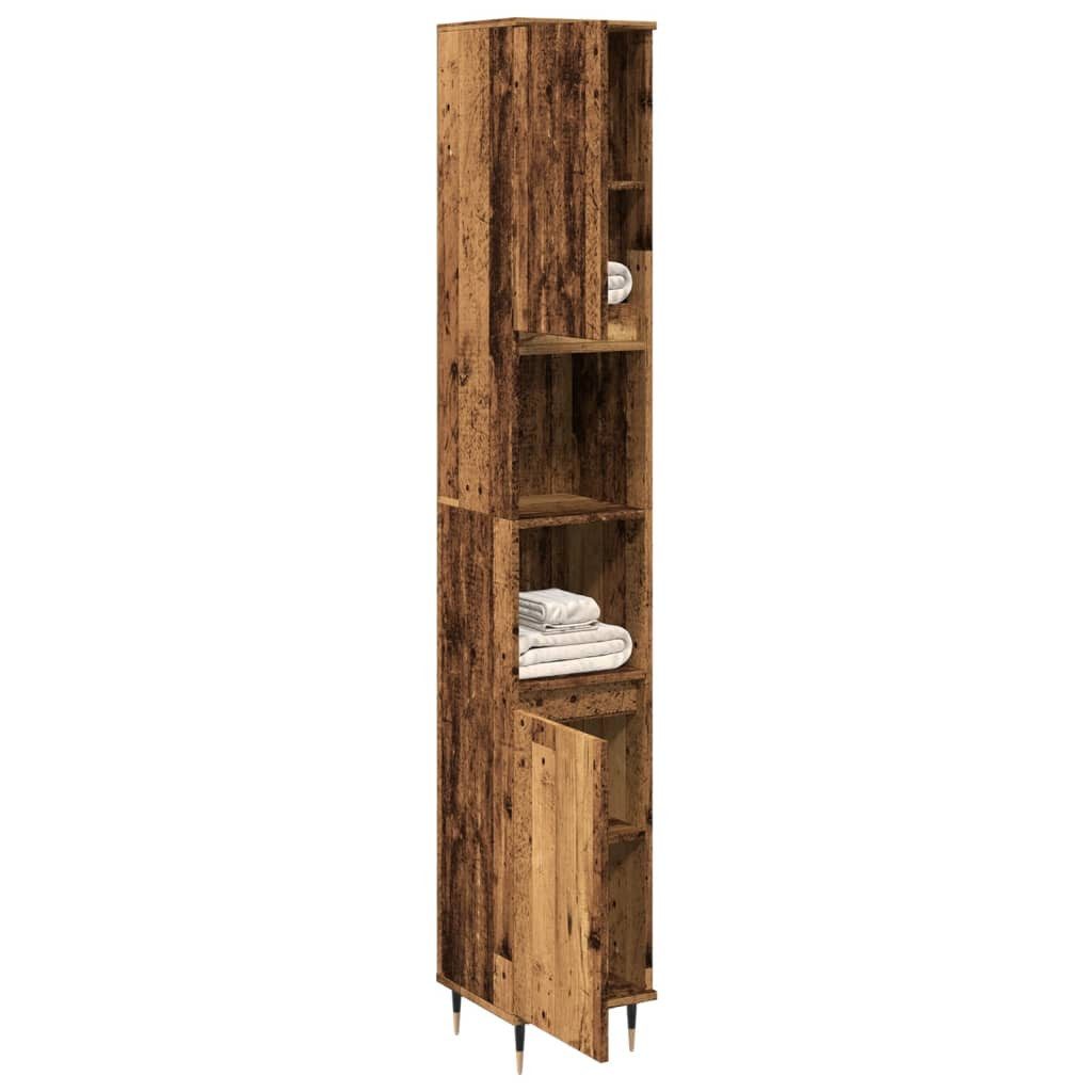 vidaXL Badezimmer-Set Badschrank Altholz-Optik 30x30x190 cm Holzwerkstoff, günstig online kaufen
