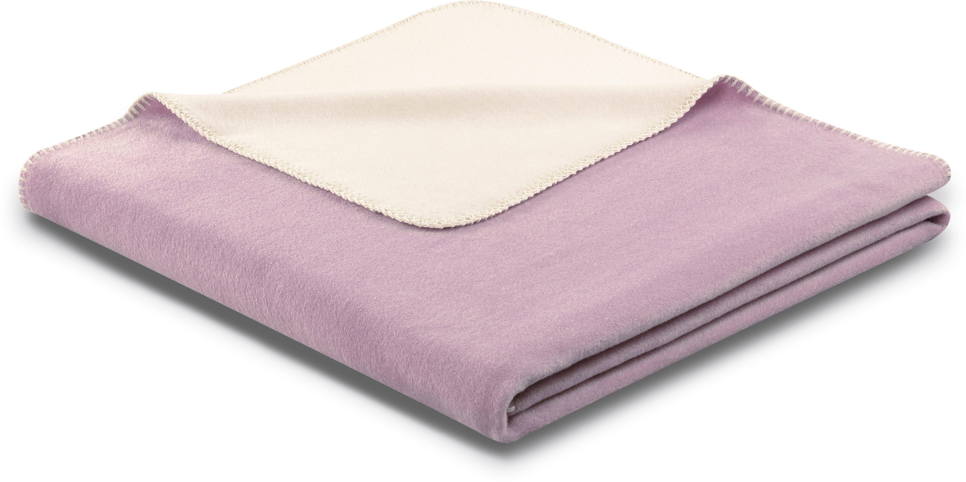 Wohndecke Wohndecke geketteltem Doubleface Zierstich, geketteltem Lilac-ecru Biederlack, Zierstich, mit mit Kuscheldecke