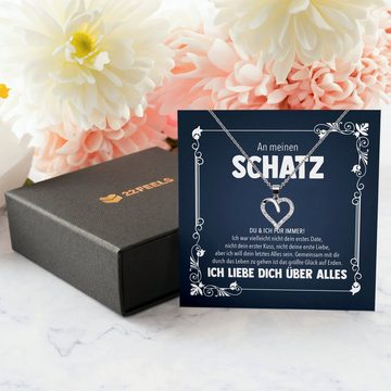 22Feels Schmuckset Frauen Geschenk Schmuck Hochzeitstag Jahrestag Valentinstag Halskette, Echt-Silber 925/000, Karte Made In Germany