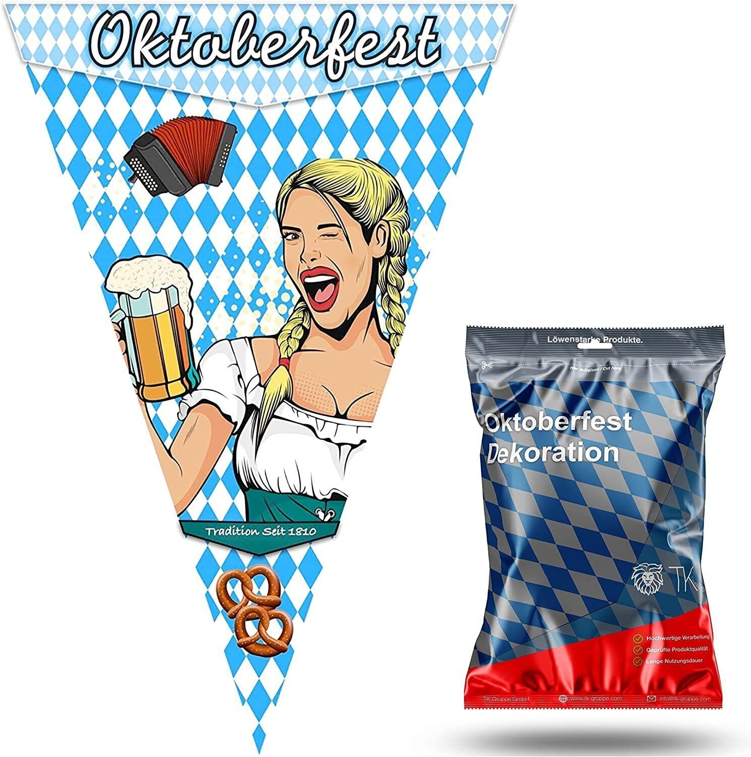 Dekotalent® Wimpelkette 3x XXL Wimpel Dreieck Wiesn für Ihr Oktoberfest Dahoam