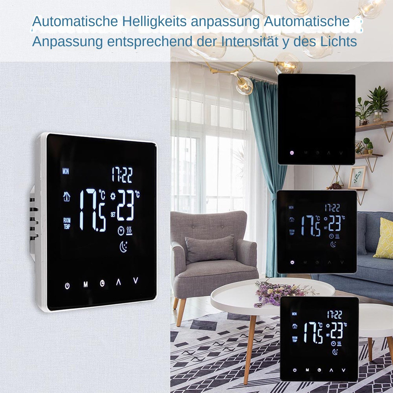 GARRYFIZH Raumthermostat Raumthermostat Digital Raumtemperaturregler Wandthermostat, LCD-Touchscreen mit Hintergrundbeleuchtung Programmierbar