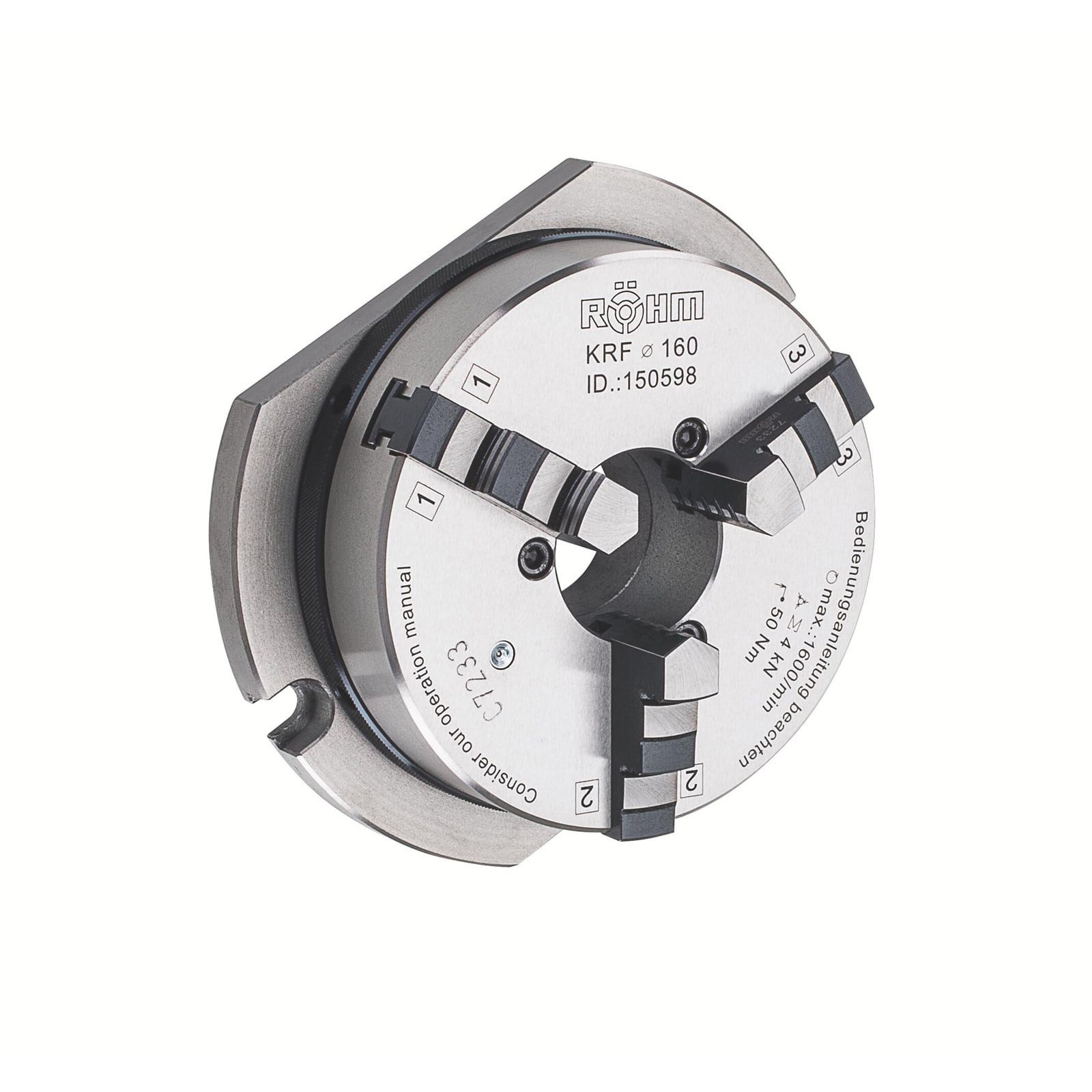Röhm Keilstangenfutter Röhm KRF 110, 3-Backen, mit Grundplatte, Gusskörper - 150596