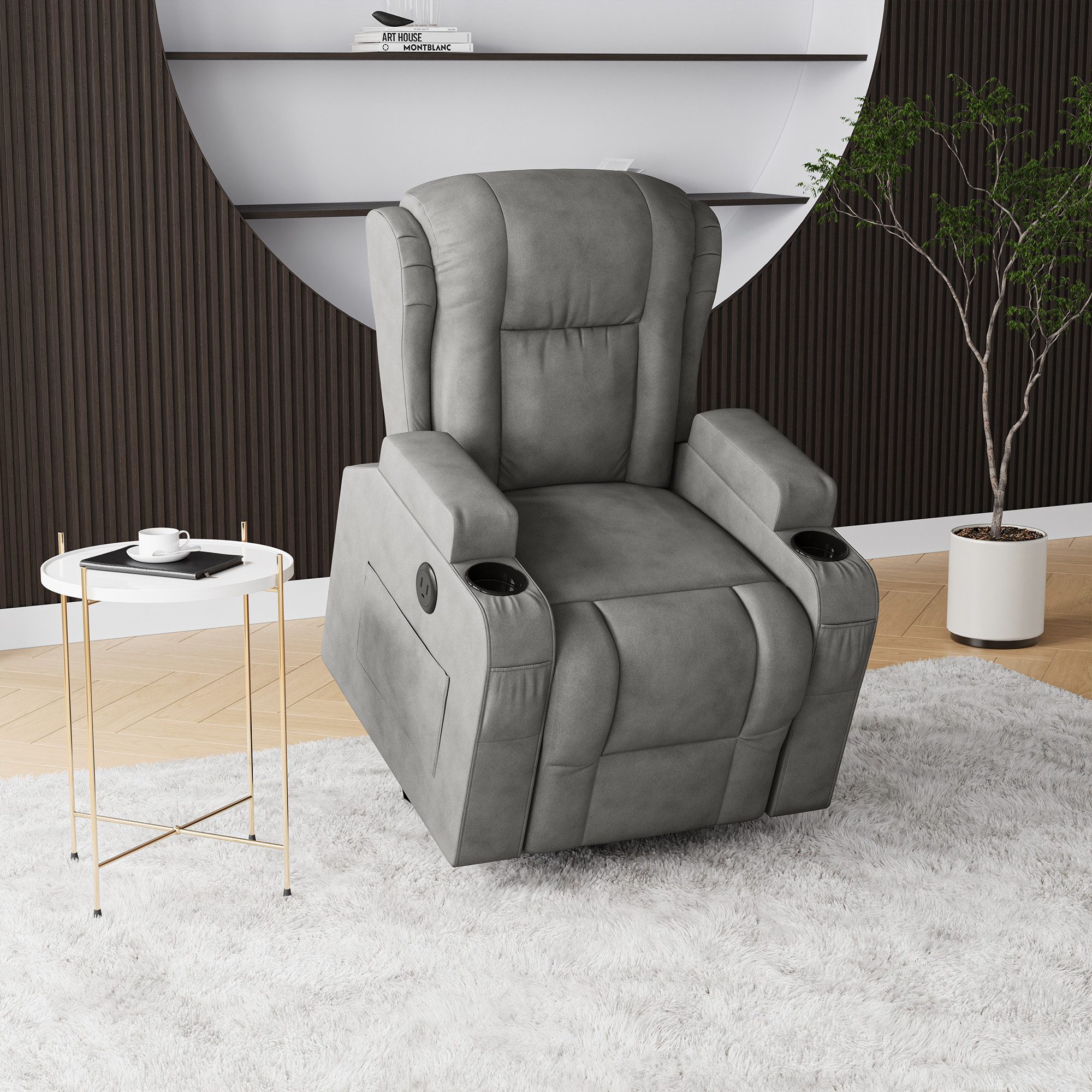 Furnishings Home TV-Sessel Elektrischer Massage-Entspannungssessel, Schlafsessel, Fernsehsessel (inkl. Aufstehhilfe und Fernbedienung, inkl. Aufstehhilfe und Fernbedienung, Ladefunktion), Mit Liegefunktion Massagefunktion und Wärmefunktion, bis 150 kg