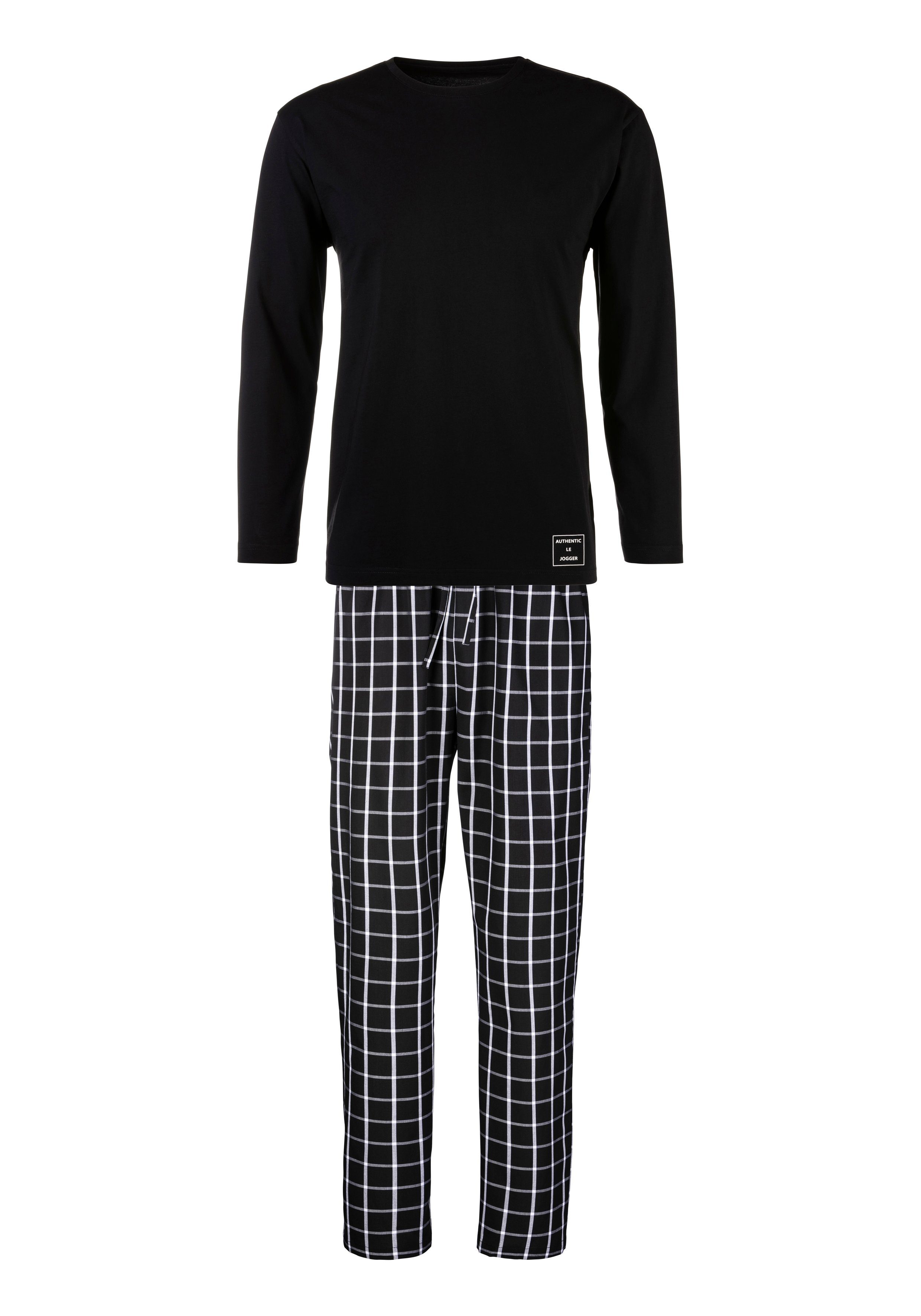 AUTHENTIC LE JOGGER Pyjama (2 tlg., 1 Stück) mit karierter Webhose schwarz-kariert