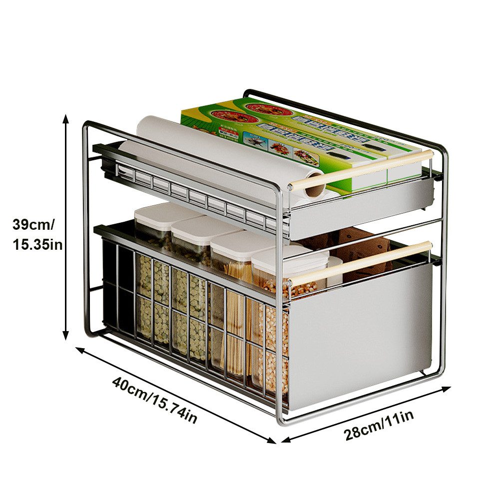 GarveeMore Küchenorganizer-Set Kohlenstoffstahl Küche Kabinett Ausziehbarer günstig online kaufen