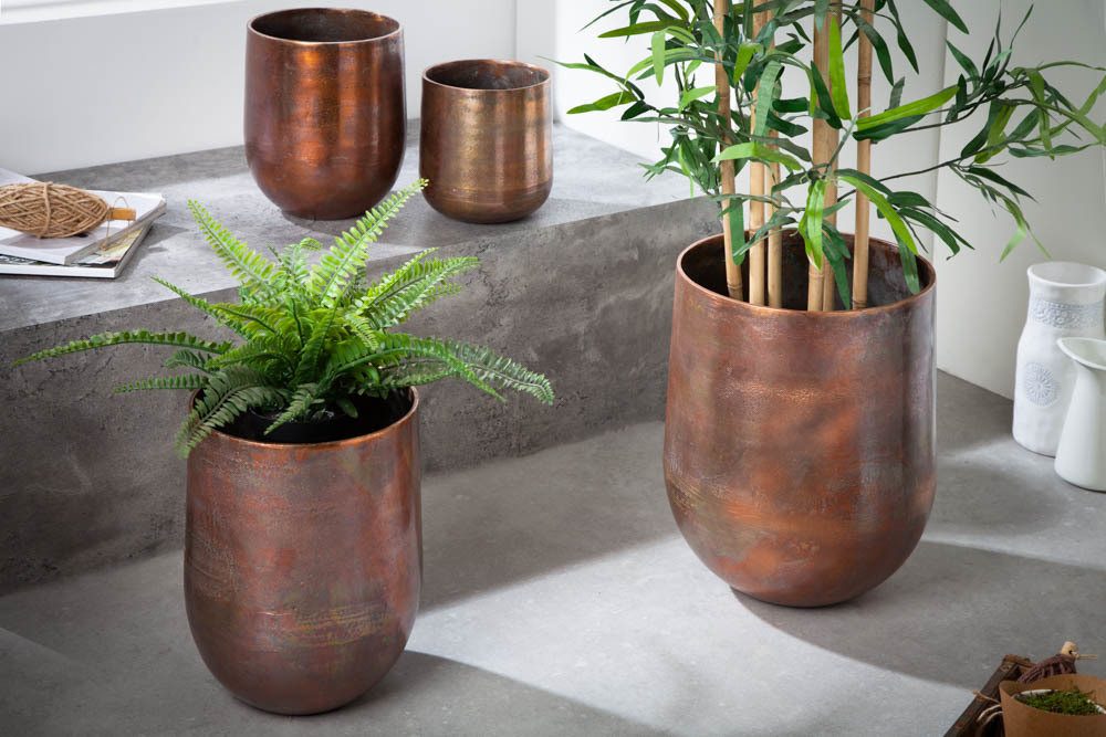 riess-ambiente Übertopf FLOWERS L 25cm kupfer geflammt (Set, 2 St), Metall · für Pflanzen · groß · Dekoration · Vintage Stil