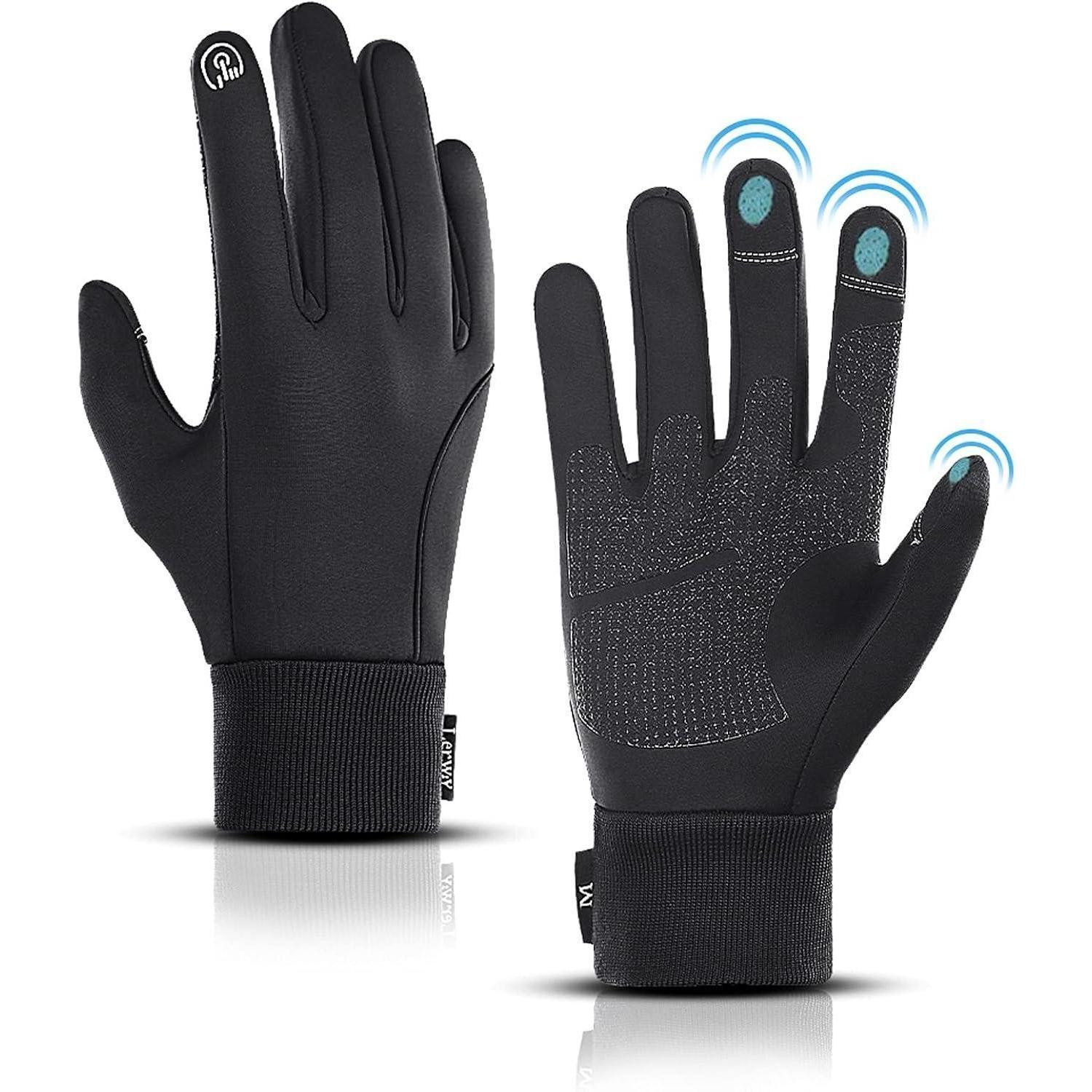 Fahrradhandschuhe Handschuhe Touchscreen Winterhandschuhe Herren Damen Schwarz-XL