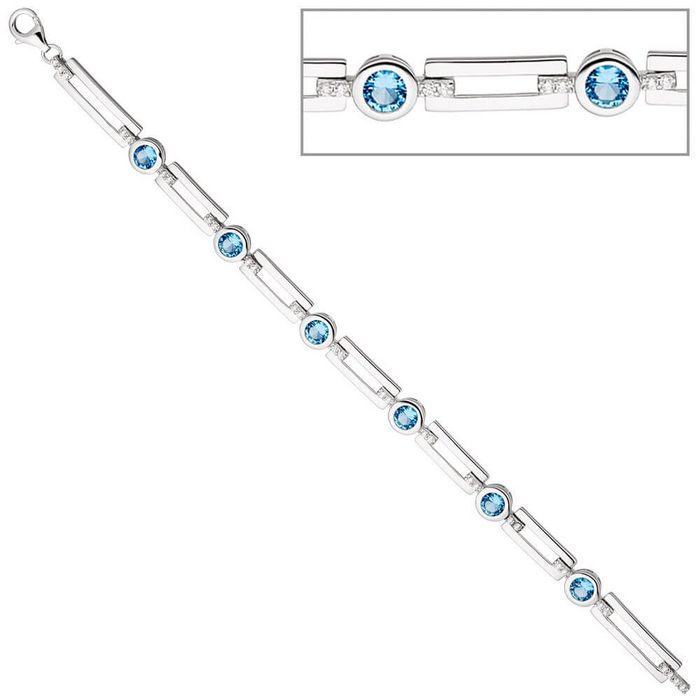 Schmuck Krone Silberarmband 7 2mm Armband Silberarmband Armkette Zirkonia hellblau weiß 925 Silber 19cm