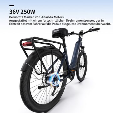 Onesport E-Bike OT05, 27,5" Elektrofahrrad, 250W Motor, intuitivem LCD, bis zu 120km, 7 Gang Shimano, Heckmotor, 655 Wh AKKU