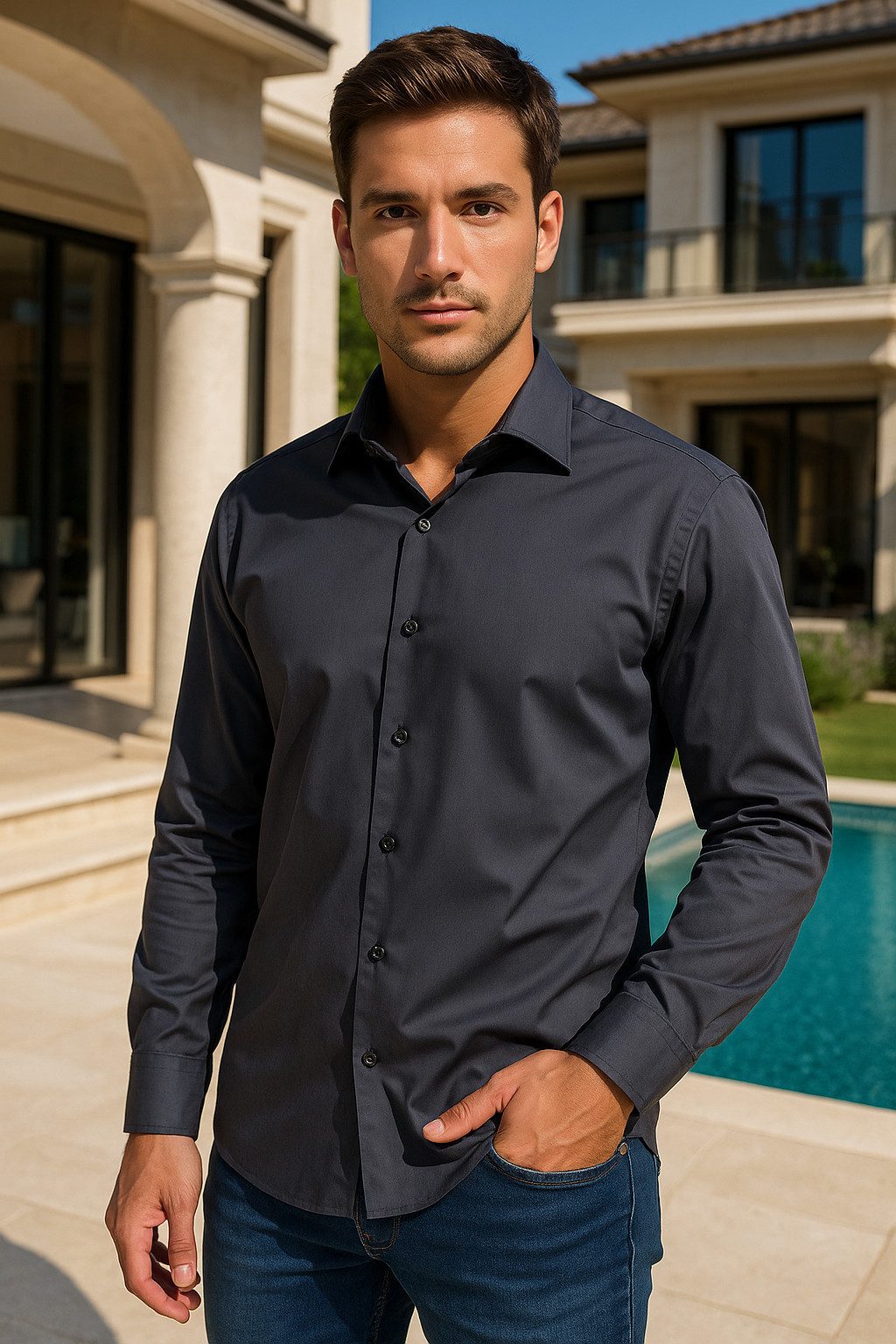 JEEL Langarmhemd Herren Hemd Langarm (1-tlg) Slim Fit günstig online kaufen