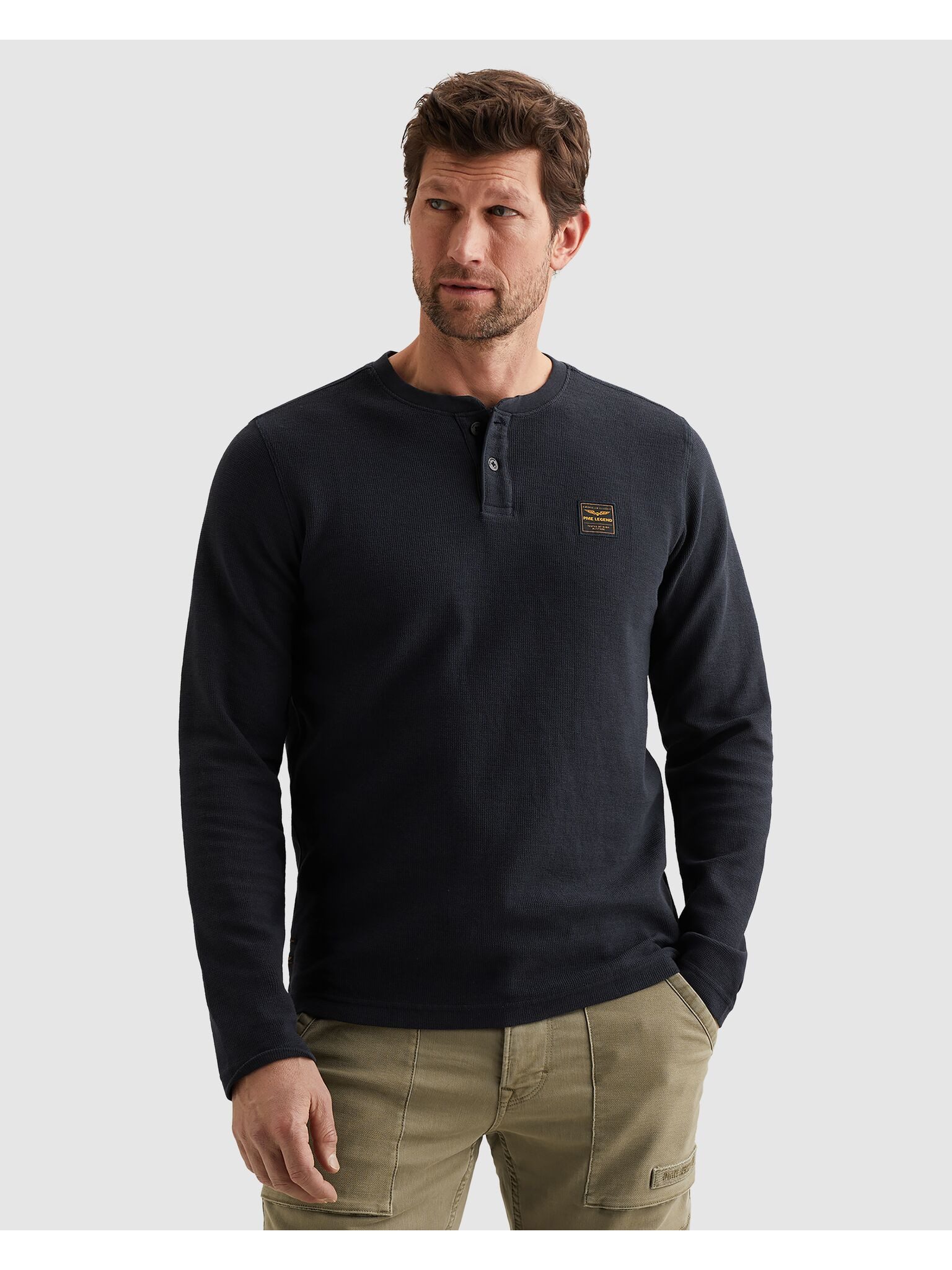 PME LEGEND Henleyshirt mit Logo-Badge