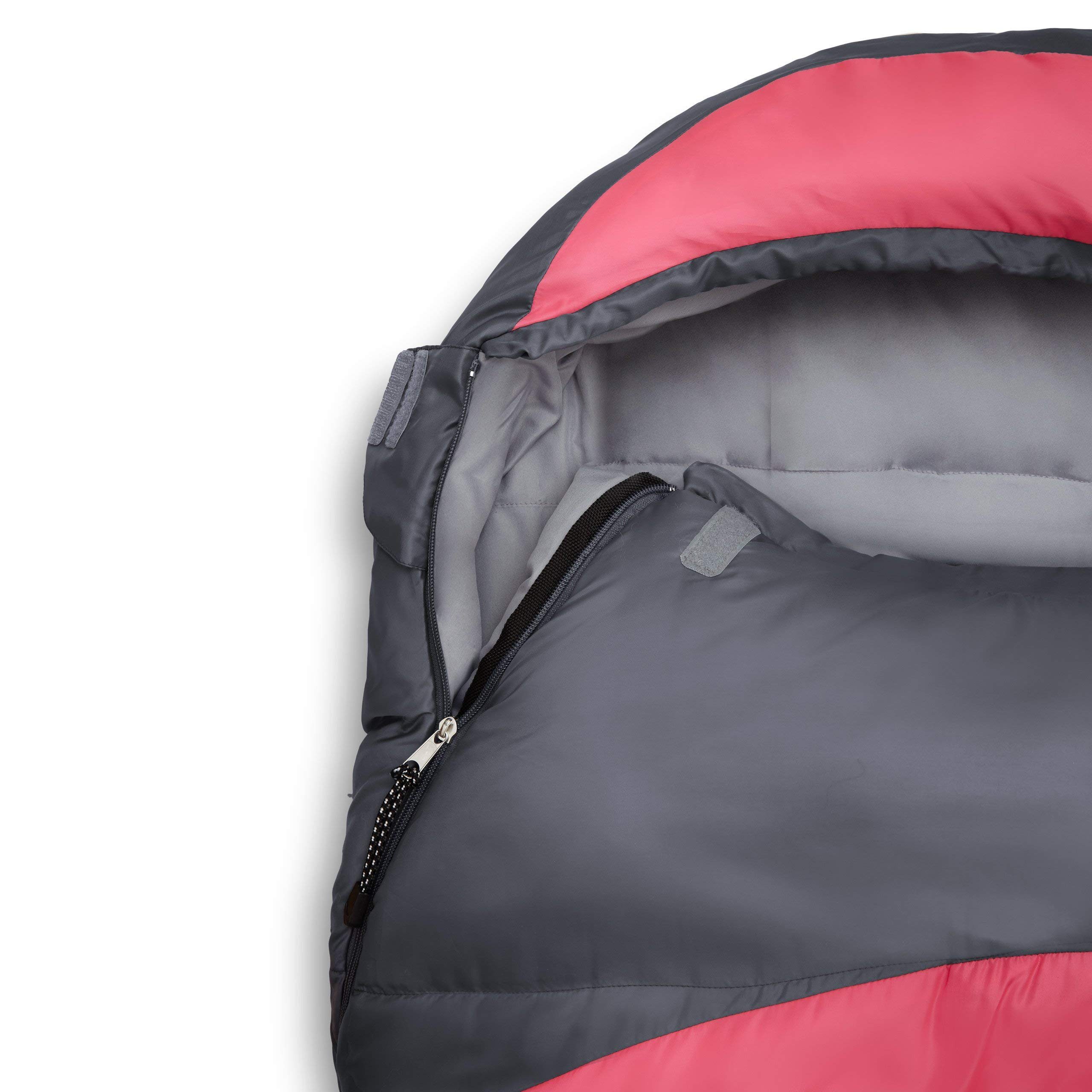 Lumaland Mumienschlafsack Where Tomorrow pink 230x80x55 wasserabweisend Tasche, Camping Wärmekragen atmungsaktiv Schlafsack mit