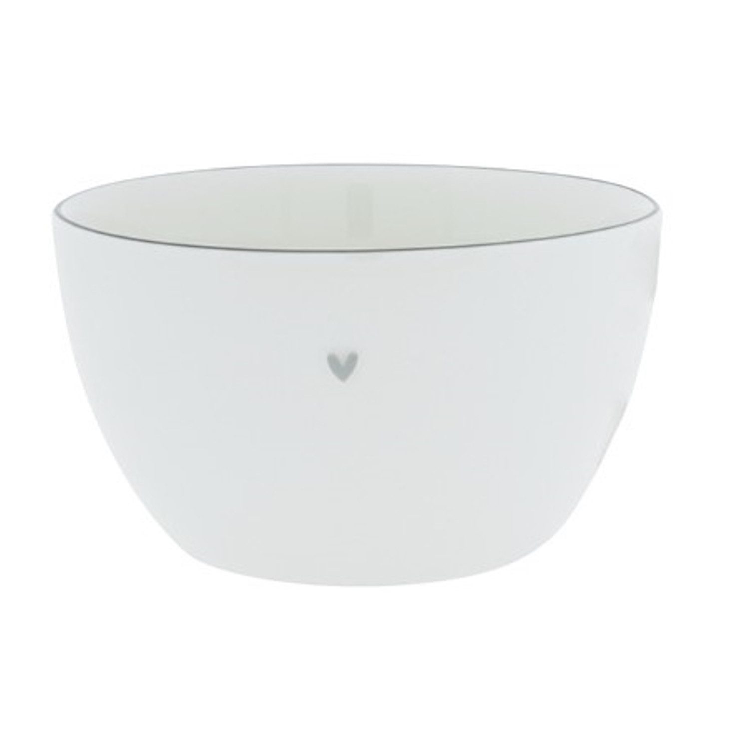 Bastion Collections Müslischale Graues Herz, Keramik, Spülmaschinengeeignet, Weiß, Motiv: Herz