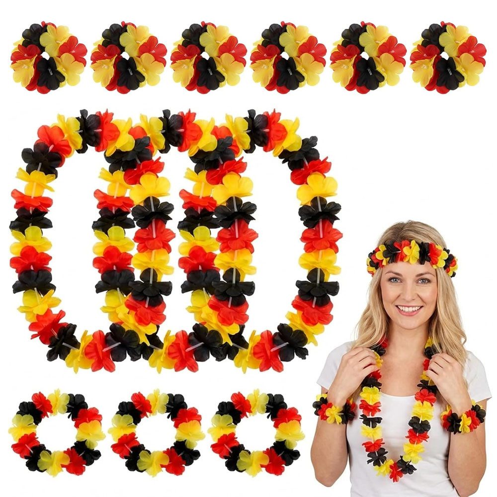 AFKSMILE Kostüm 12 Stück Deutschland Fanartikel Set, Flagge Girlanden Schwarz Rot Gelb