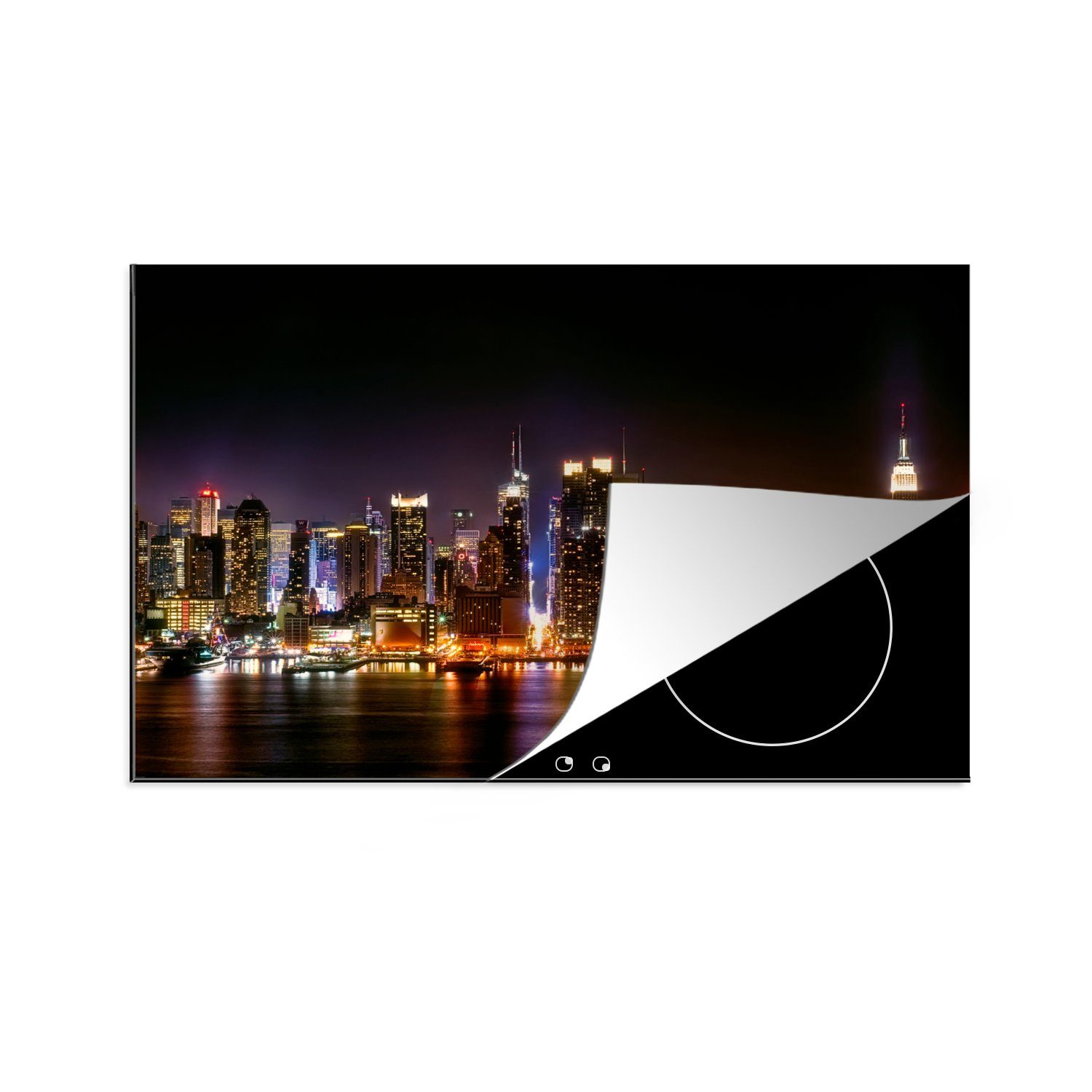 MuchoWow Herdblende-/Abdeckplatte New York - Manhattan - Skyline, Vinyl, (1 tlg), 81x52 cm, Induktionskochfeld Schutz für die küche, Ceranfeldabdeckung