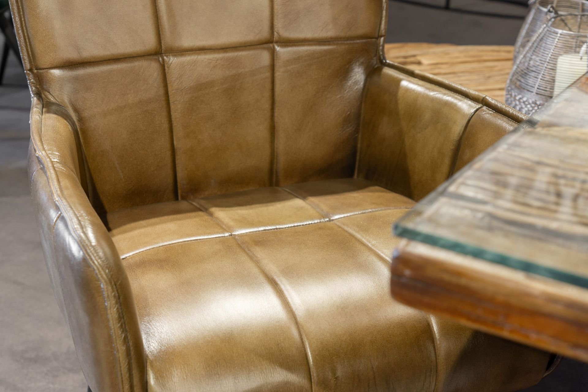 Armlehnstuhl Esszimmersessel Braun Industrial Lederstuhl dasmöbelwerk Stuhl Orlando
