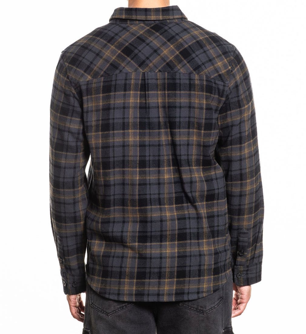 Sullen Clothing Langarmhemd Blue Blood Flannel Shirt Holzfällerhemd Kariert Grau