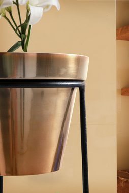 Wohnling Pflanzkübel (40x109x40 cm Schwarz Gold, Metall mit 4 Töpfen), Blumenständer Freistehend, Pflanzenständer Modern