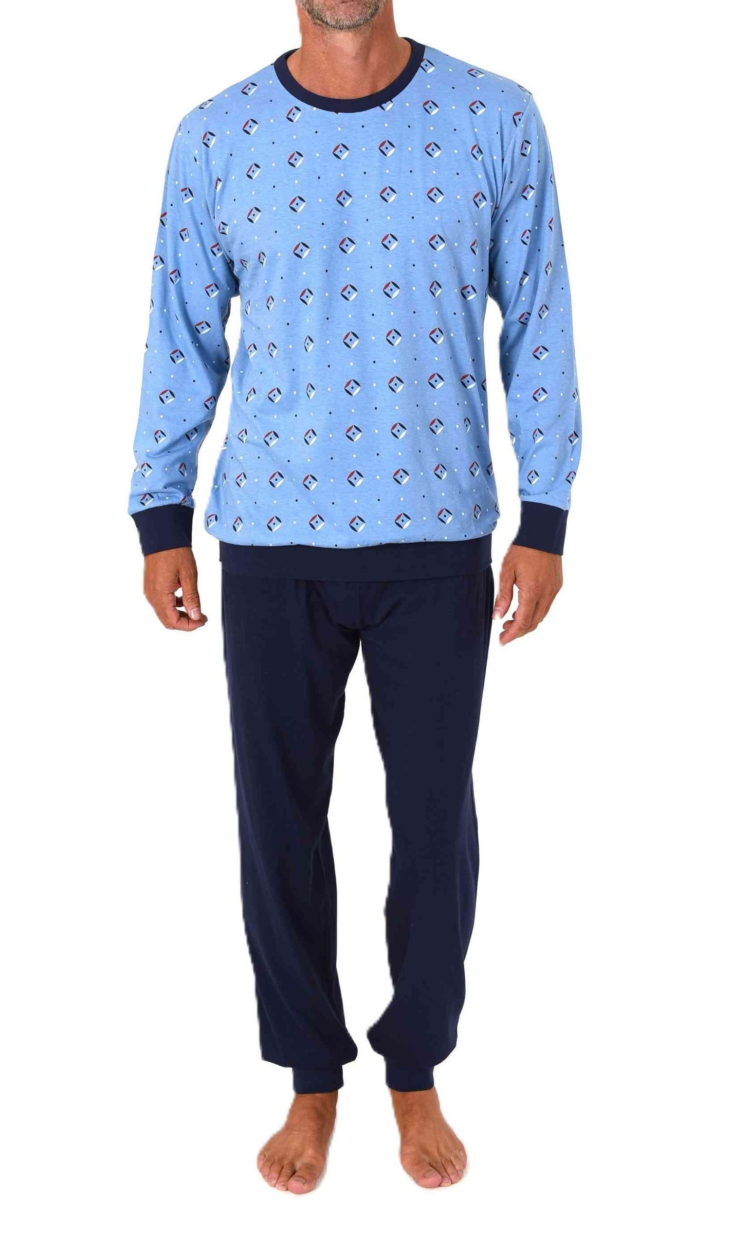Normann Pyjama Normann Herren Schlafanzug langarm mit Bündchen in zeitloser Optik