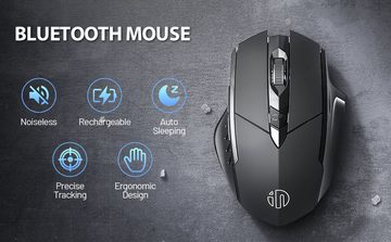 Haiaveng Maus kabellos Ergonomische tragbare Maus Bluetooth ergonomische Maus (Silent wiederaufladbare Bluetooth-Funkmaus (Tri-Mode: BT 5.0/3.0+2.4G)