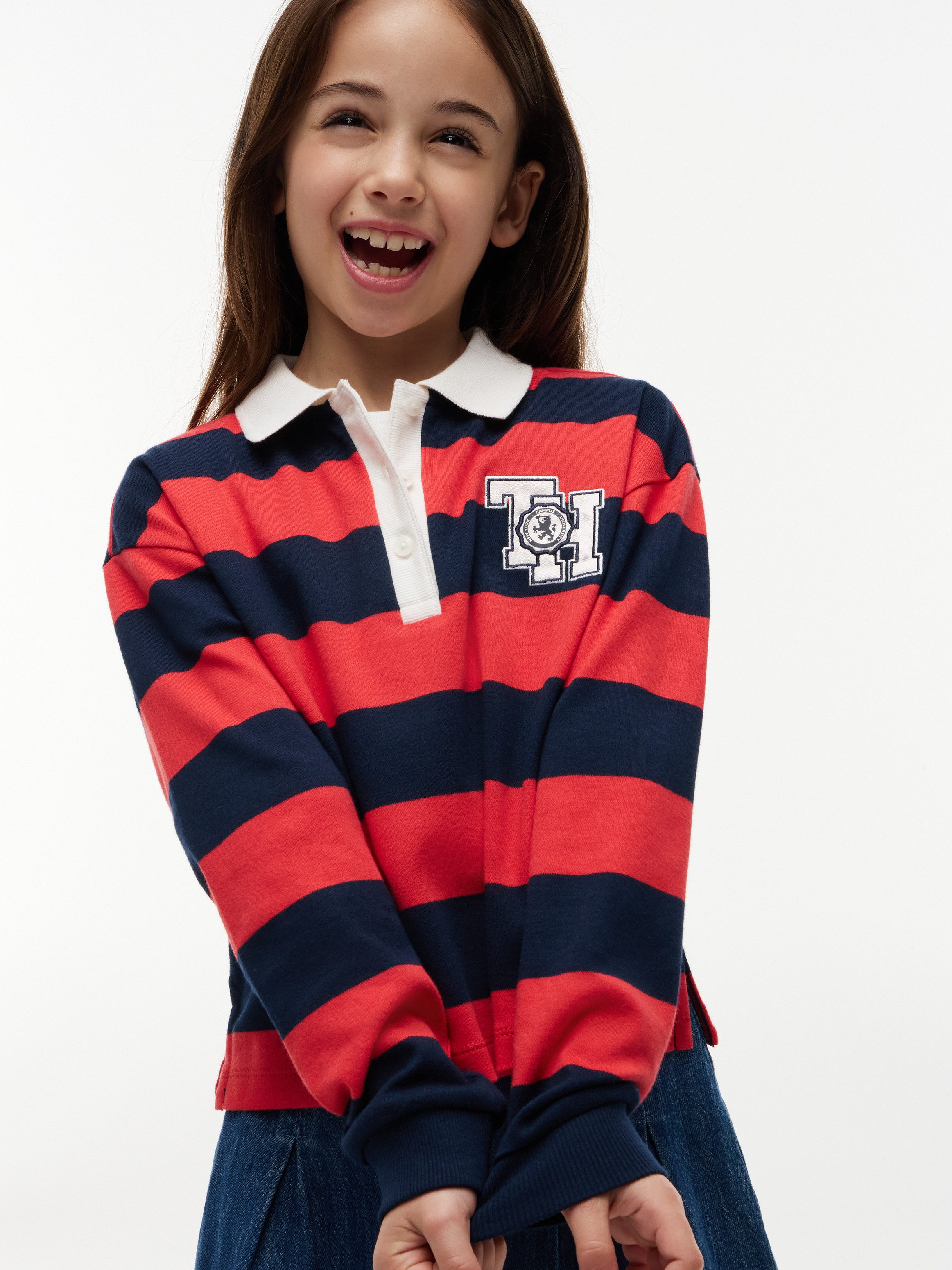Tommy Hilfiger Langarm-Poloshirt Regular Fit, reine Baumwolle, Kinder bis 16 Jahre