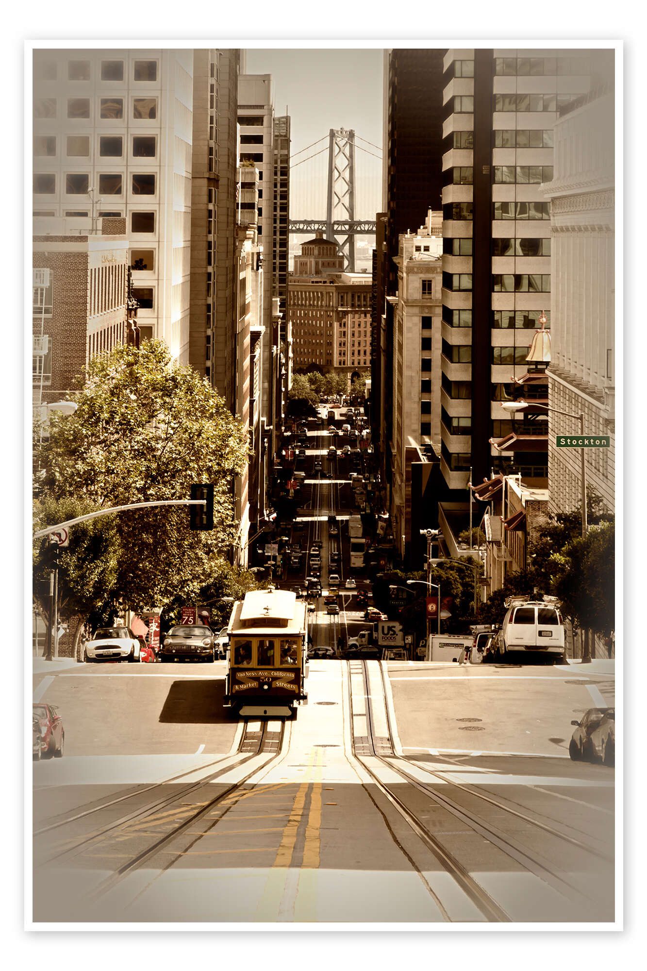 Posterlounge Wandbild SAN FRANCISCO California Street, Melanie Viola, erhältlich als Poster, Leinwandbild, Wandsticker oder Acrylglasbild
