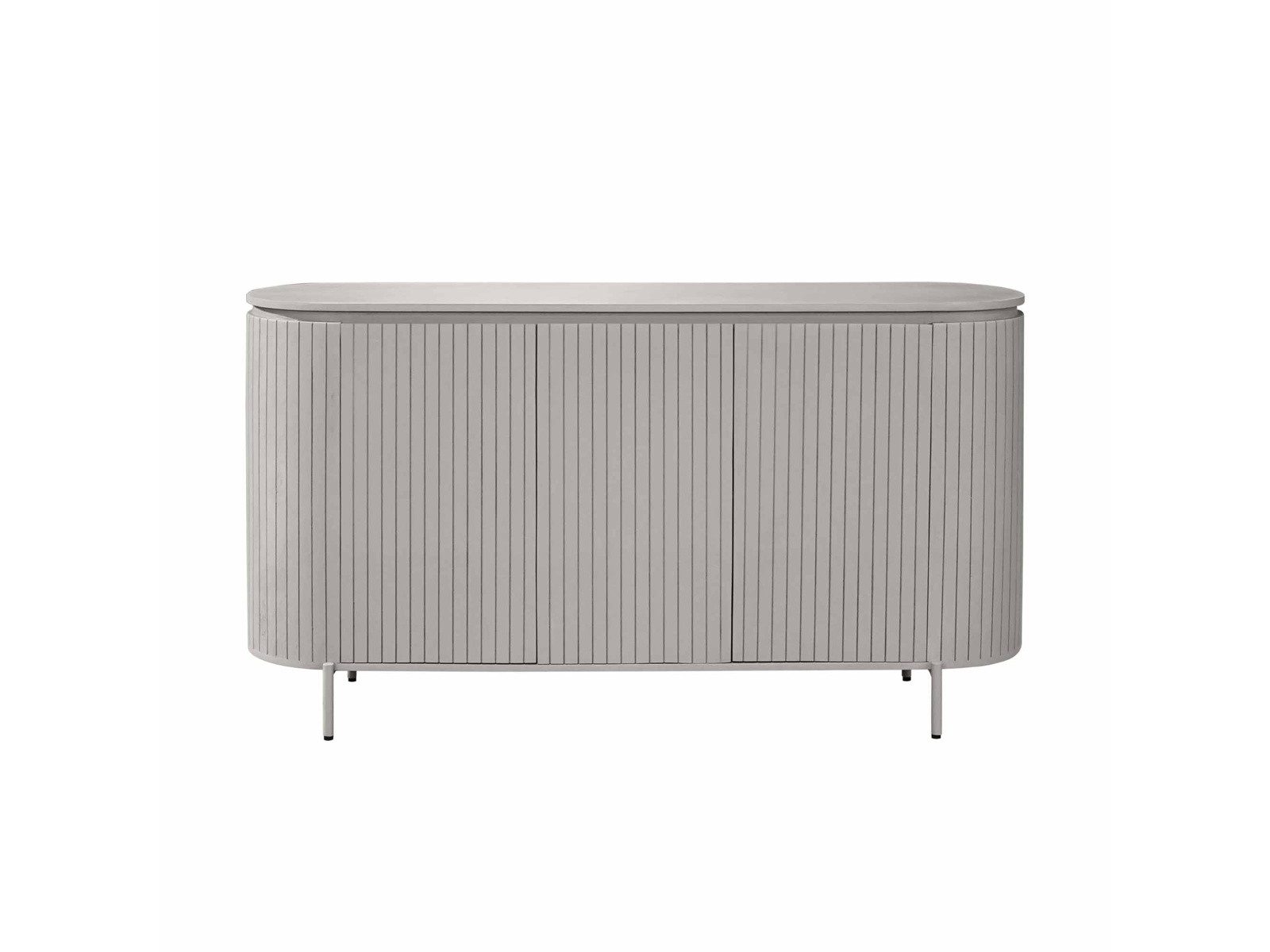 Villa Möbel Sideboard (Packung, 1 St., 1 St. Sideboard), Mangoholz Taupe Lamellenfront, Stauraum und Metallgestell