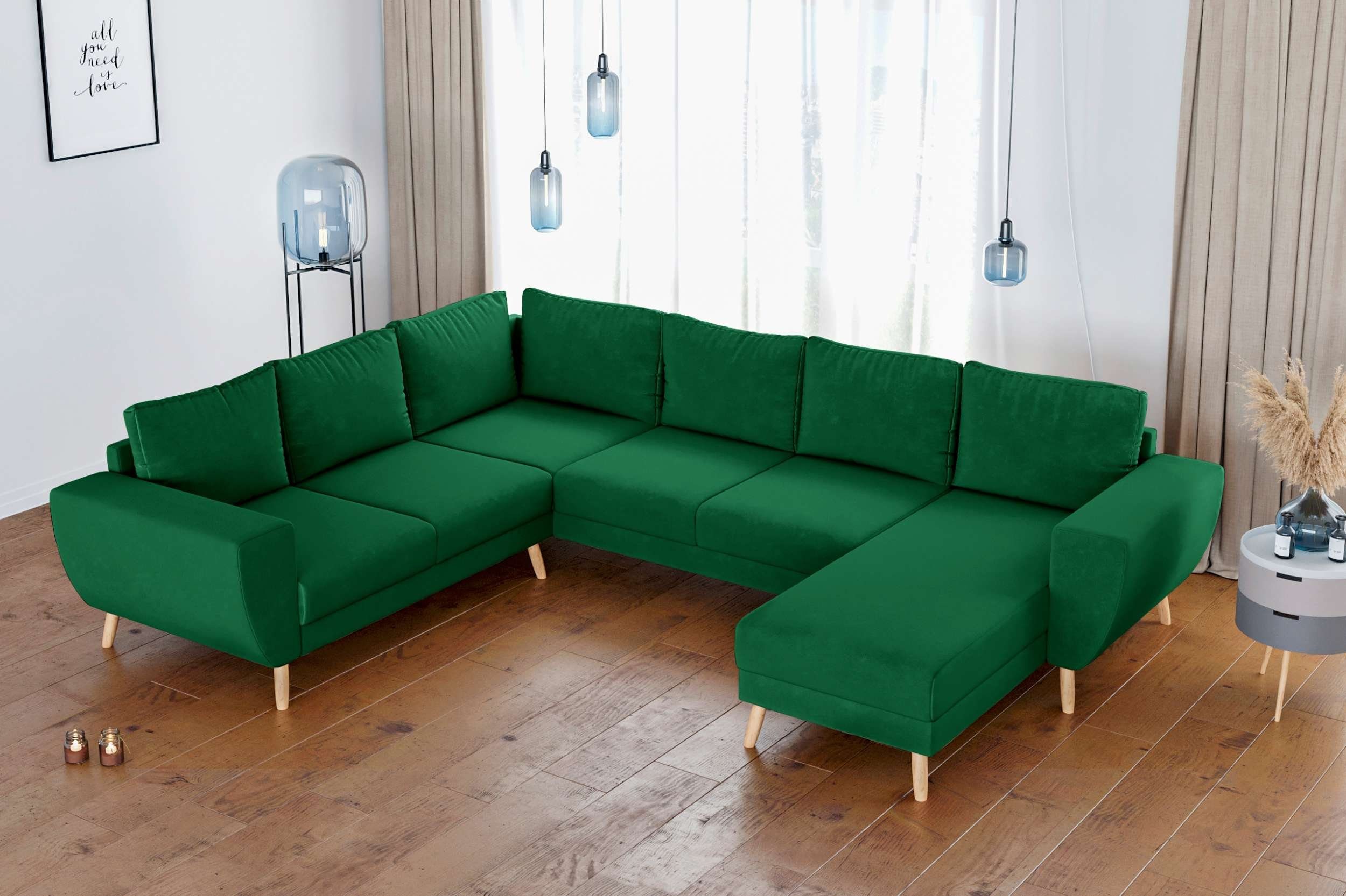 Stylefy stellbar, frei Apollo, bestellbar, oder Wellenfederung im U-Form, Design, links Wohnlandschaft Raum Sofa, Modern mane mit rechts