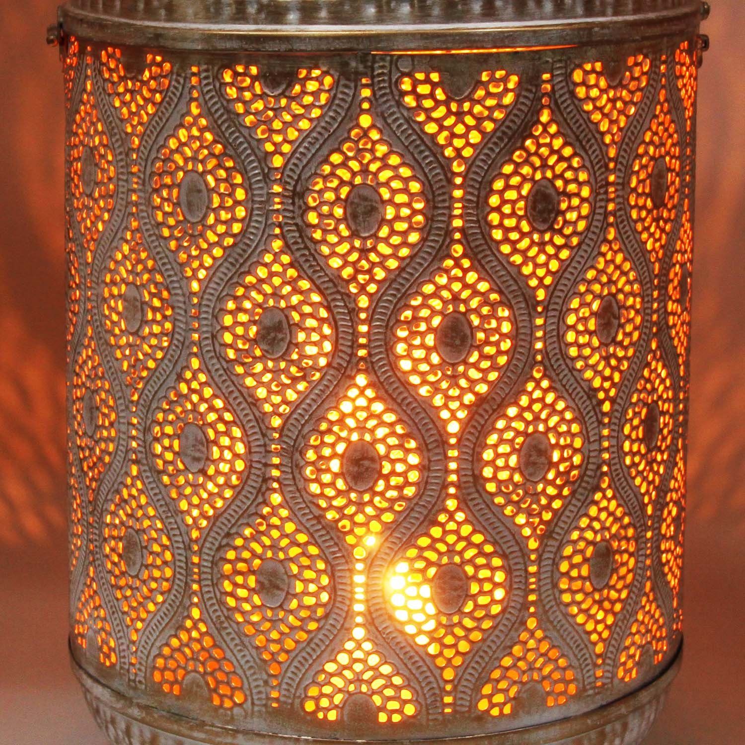 Casa Moro Kerzenlaterne Orientalische Laterne Suraya Shabby Chic Weiss Gold aus Metall (Kerzenhalter Windlicht mit Henkel, 1 St., stehend & hängend), Ostern Deko Muttertag Geschenk Idee Dekoration Feier