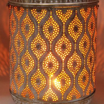 Casa Moro Kerzenlaterne Orientalische Laternen Suraya in Shabby Chic Weiss Gold aus Metall (Windlicht mit Henkel, 1 St., stehend & hängend), Dekoration Feier